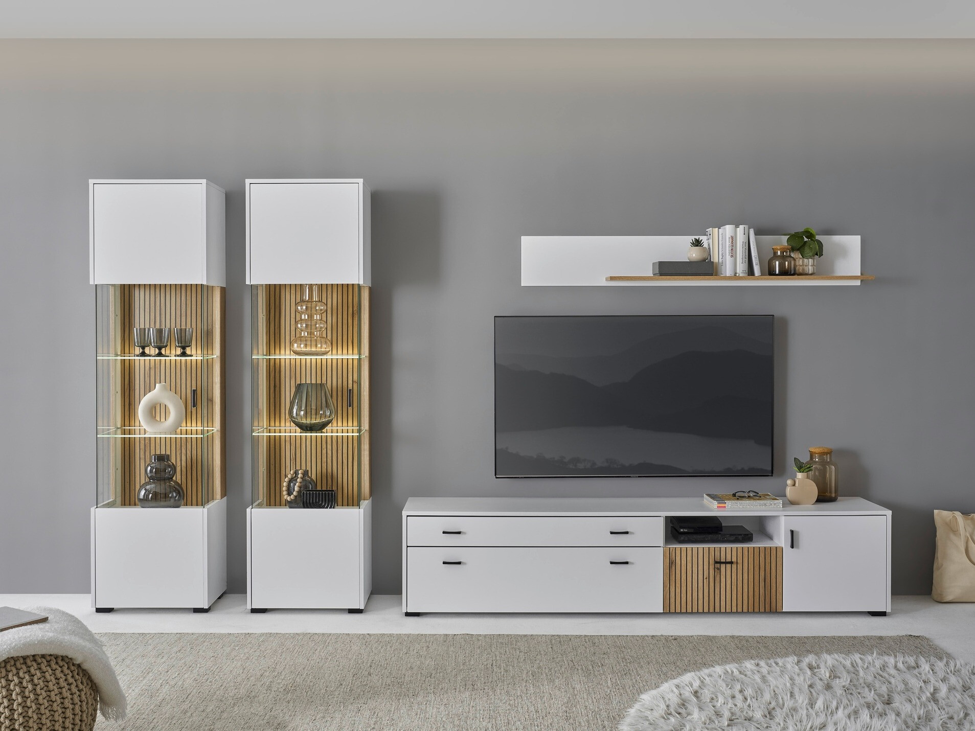 Set de living Belmelu 117 (Alb + Stejar)