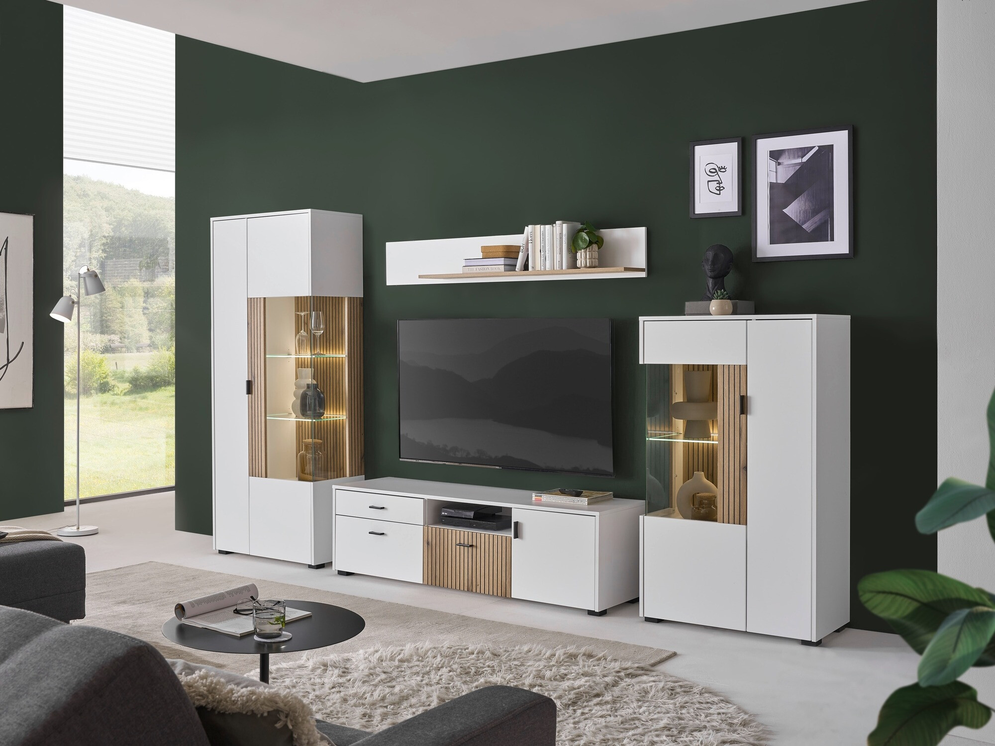 Set de living Belmelu 118 (Alb + Stejar)