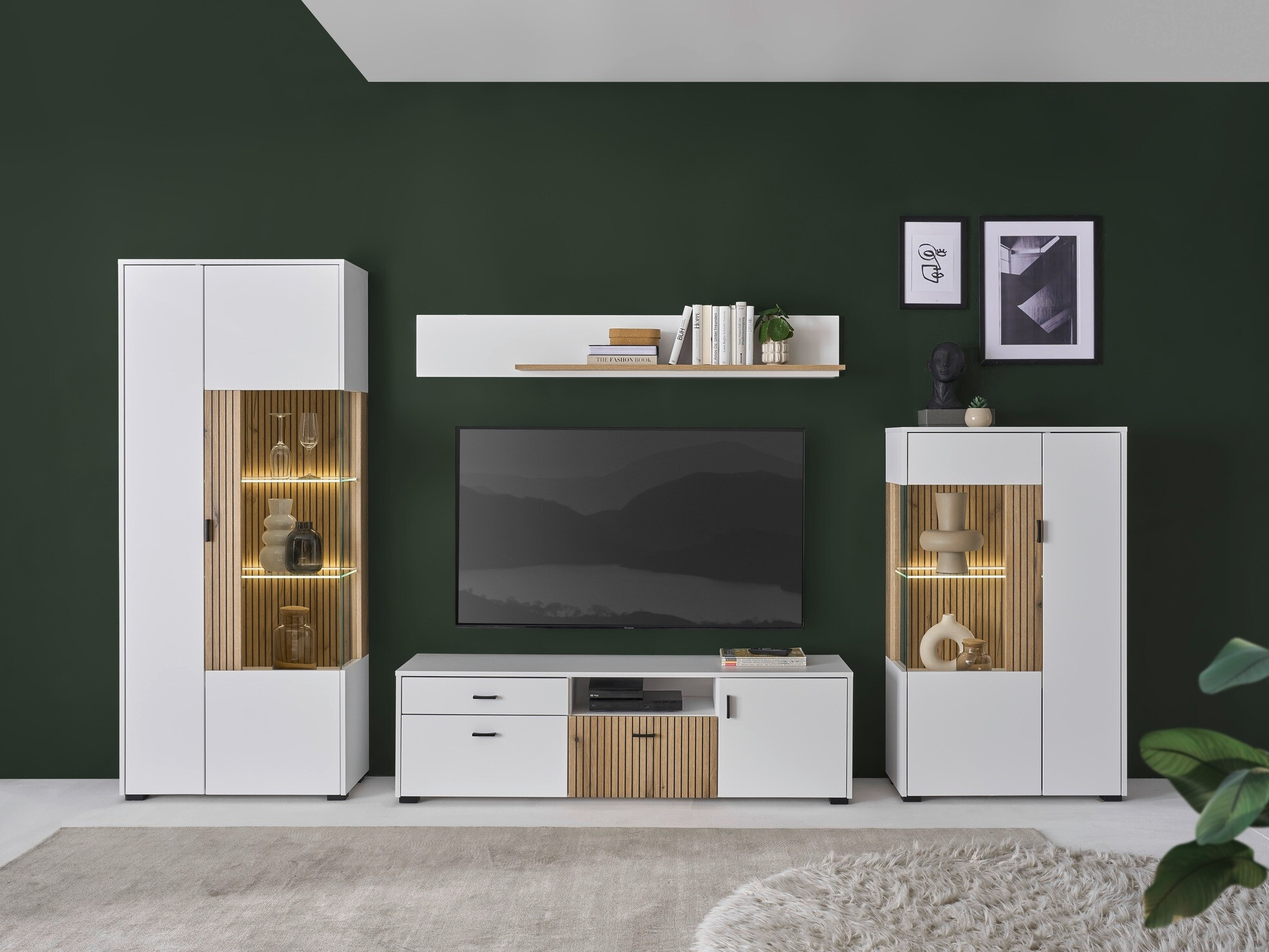 Set de living Belmelu 118 (Alb + Stejar)