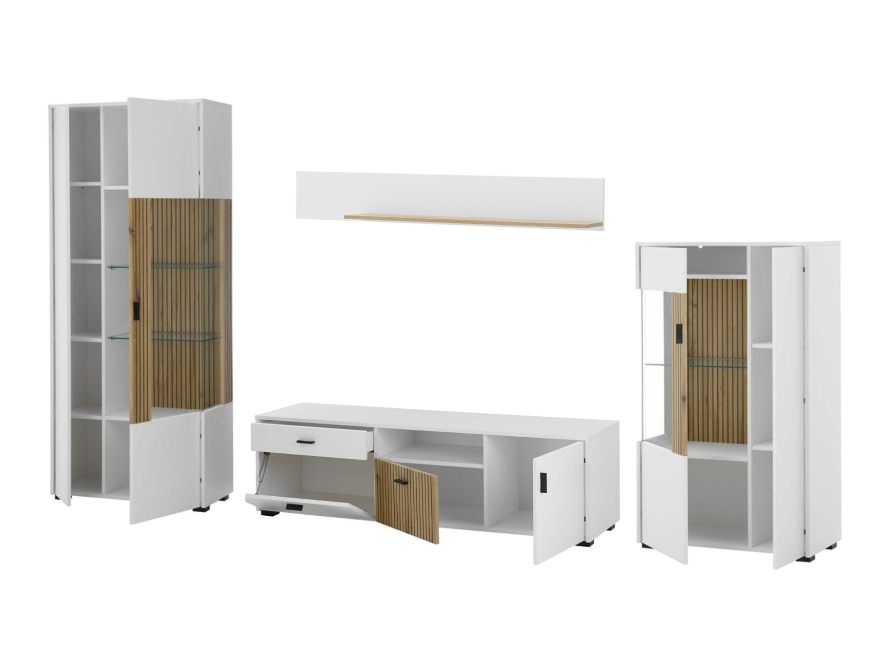 Set de living Belmelu 118 (Alb + Stejar)