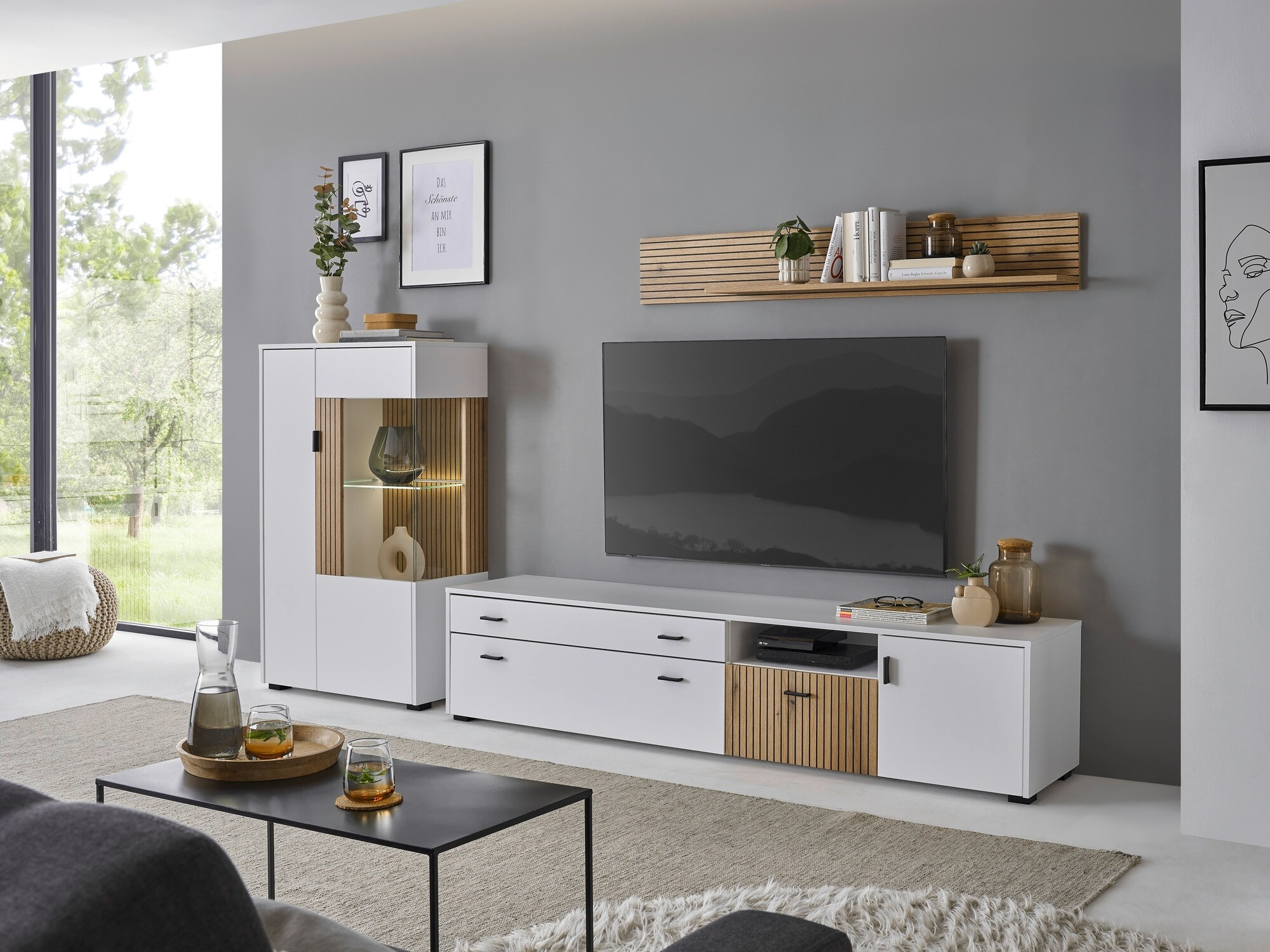 Set de living Belmelu 119 (Alb + Stejar)