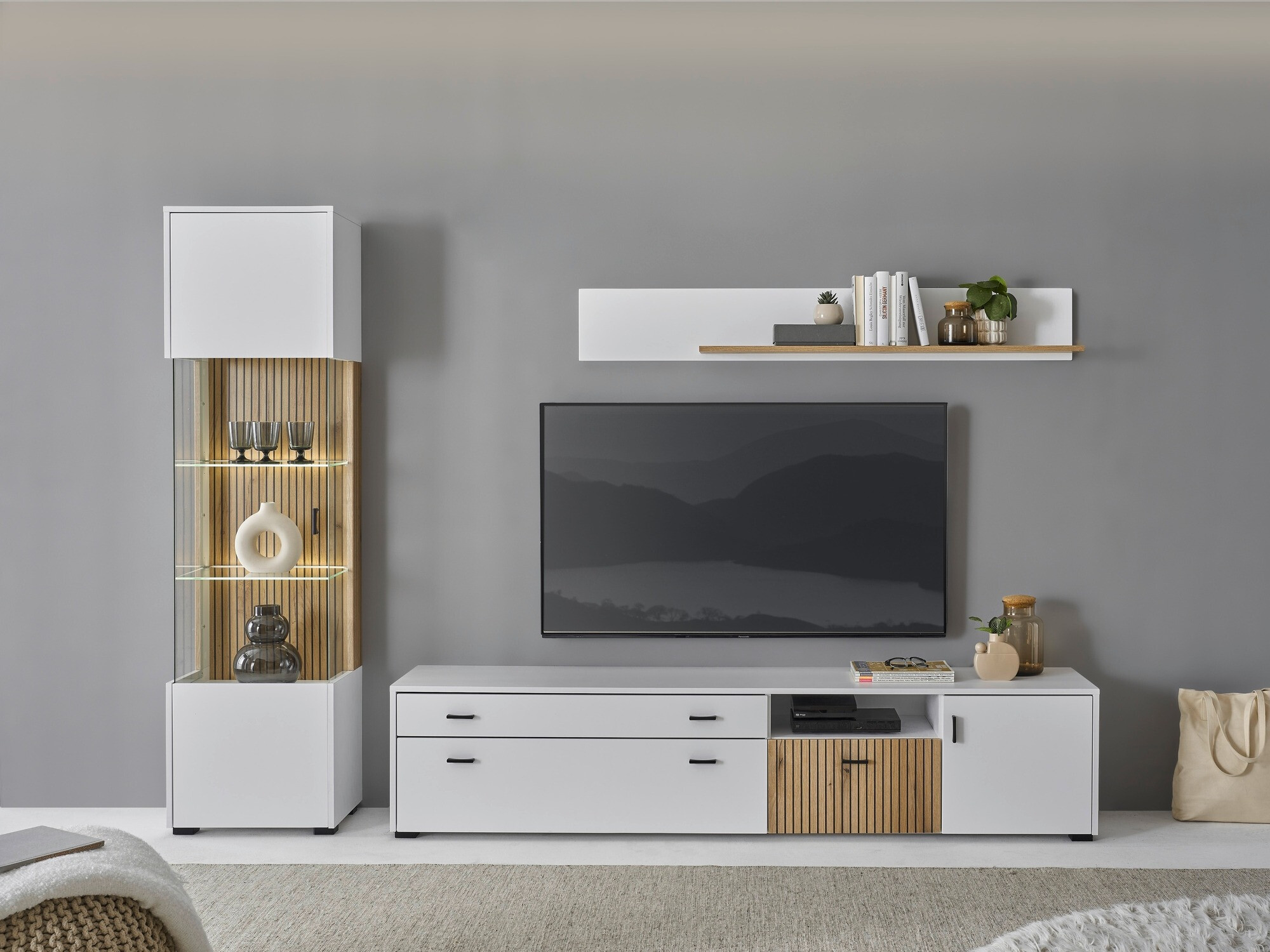 Set de living Belmelu 121 (Alb + Stejar)