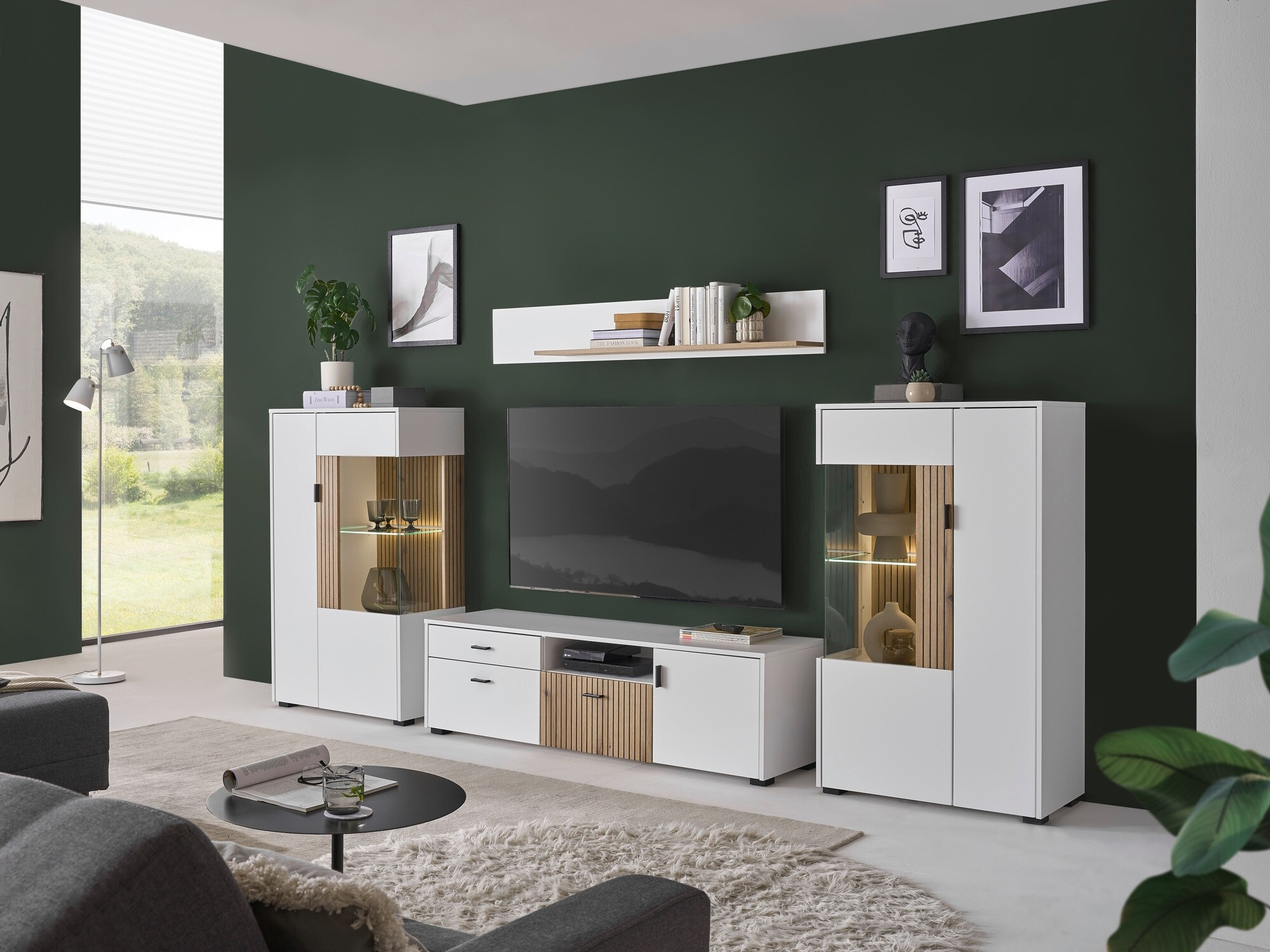 Set de living Belmelu 122 (Alb + Stejar)