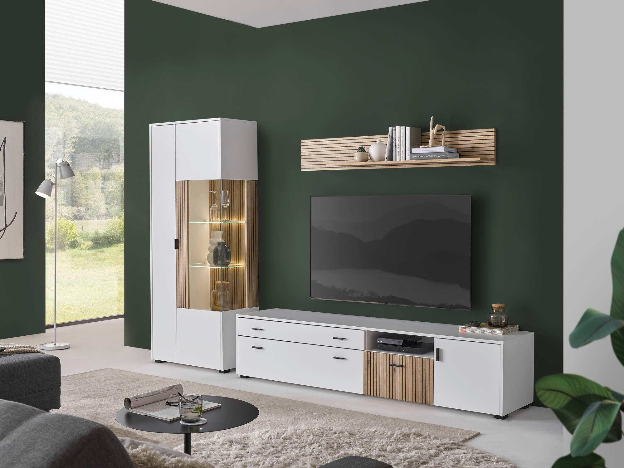 Set de living Belmelu 123 (Alb + Stejar)