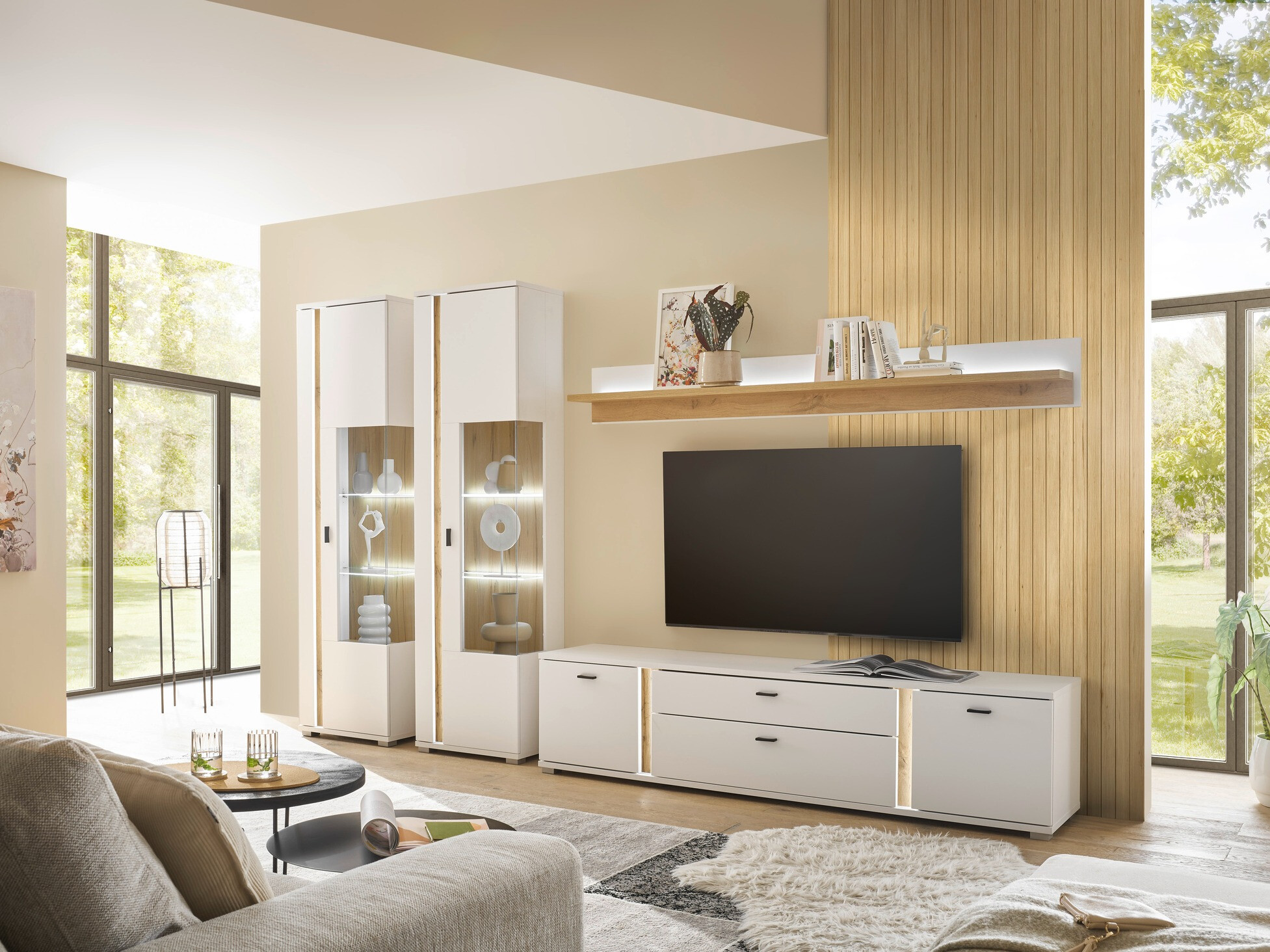 Set de living Avimavi 113 (Alb + Stejar Wotan)