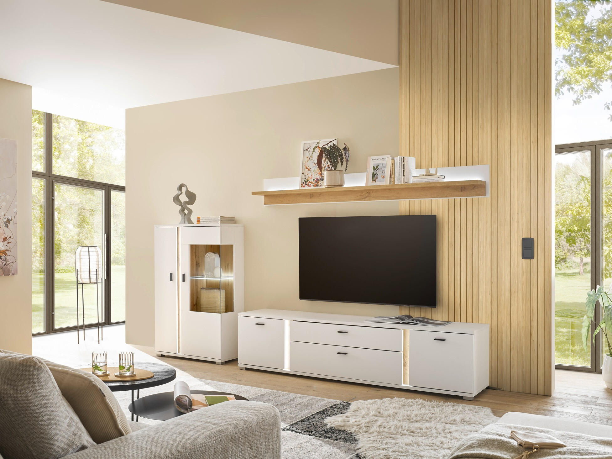 Set de living Avimavi 114 (Alb + Stejar Wotan)