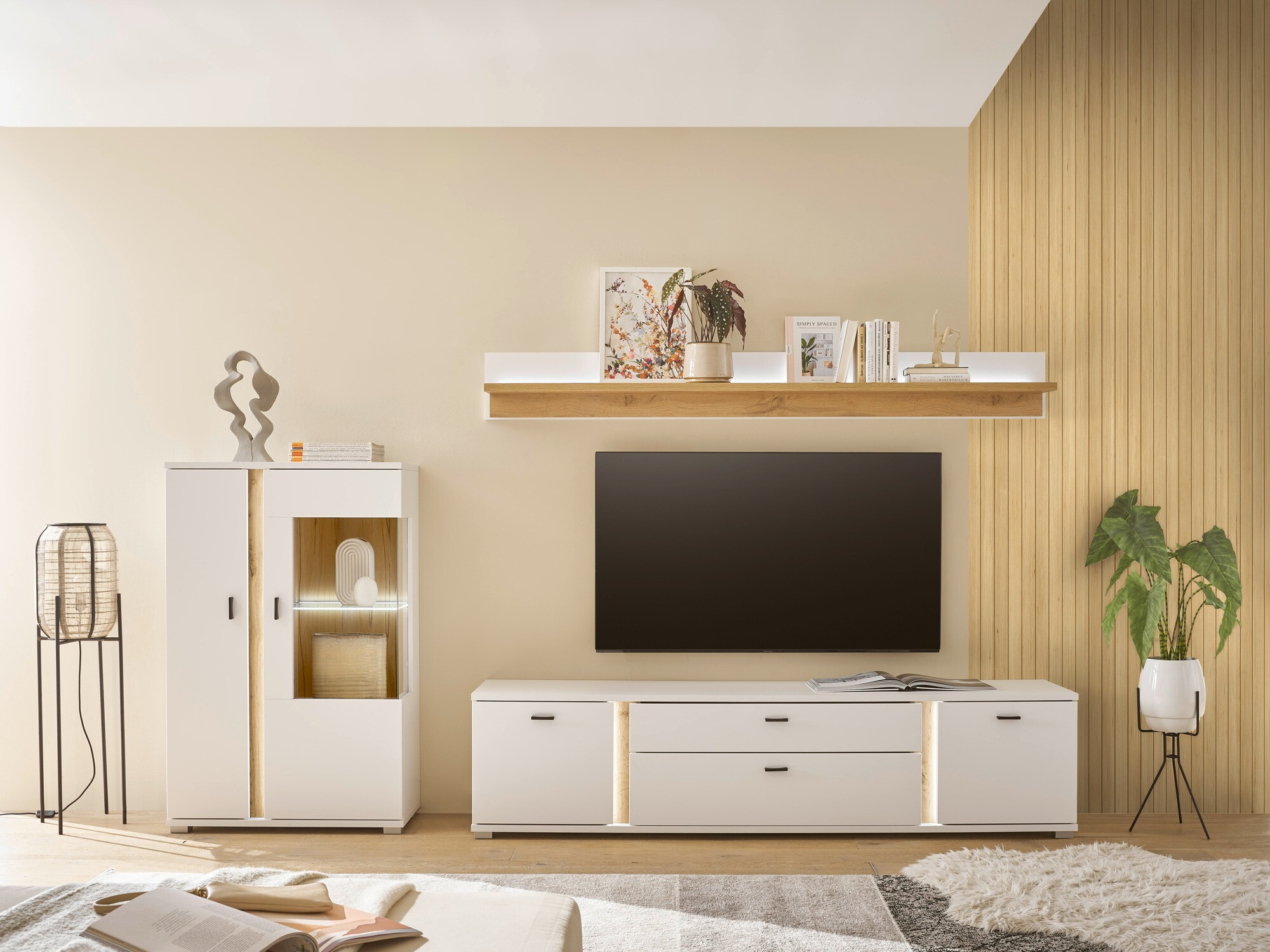 Set de living Avimavi 114 (Alb + Stejar Wotan)