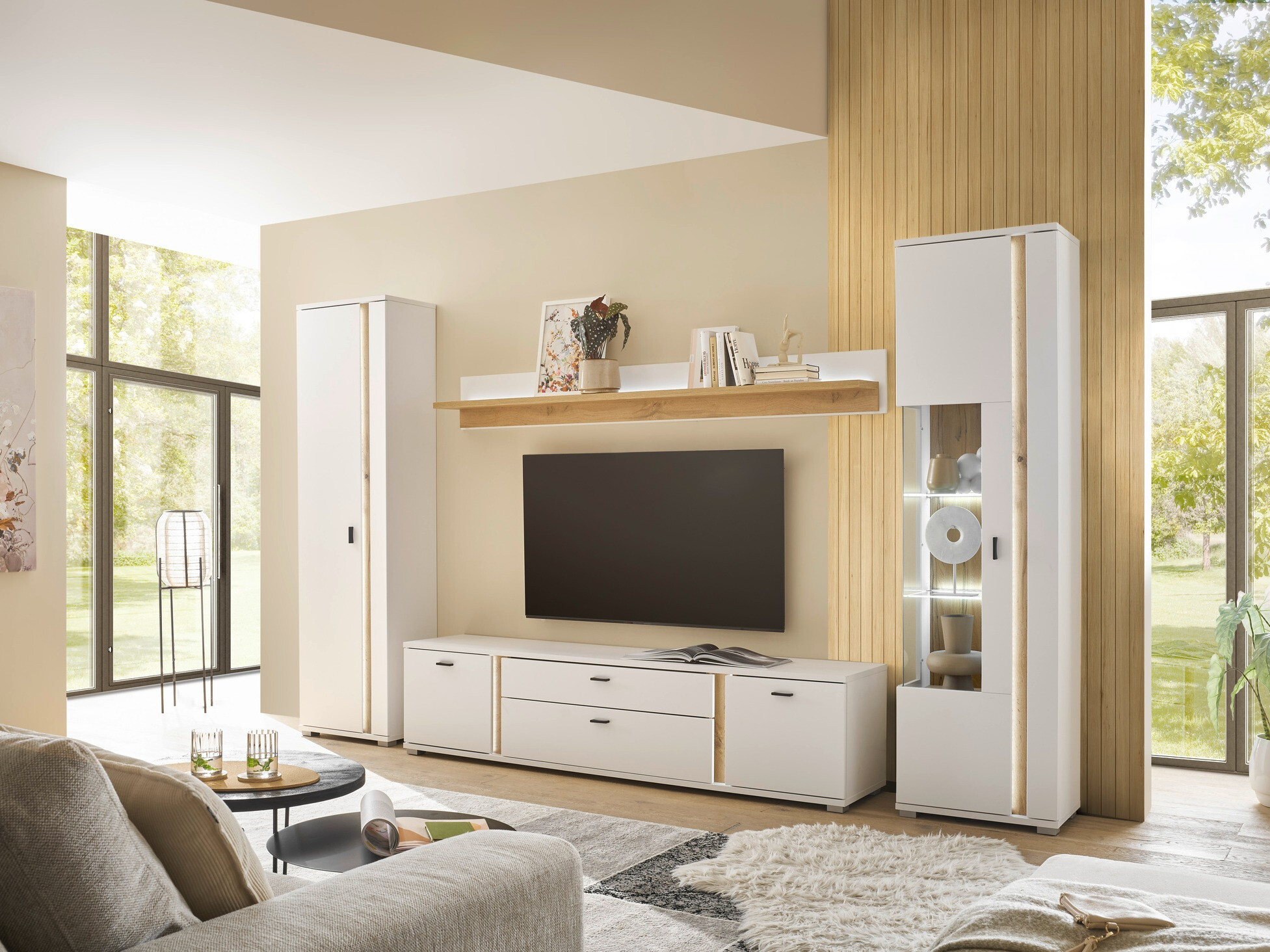 Set de living Avimavi 118 (Alb + Stejar Wotan)