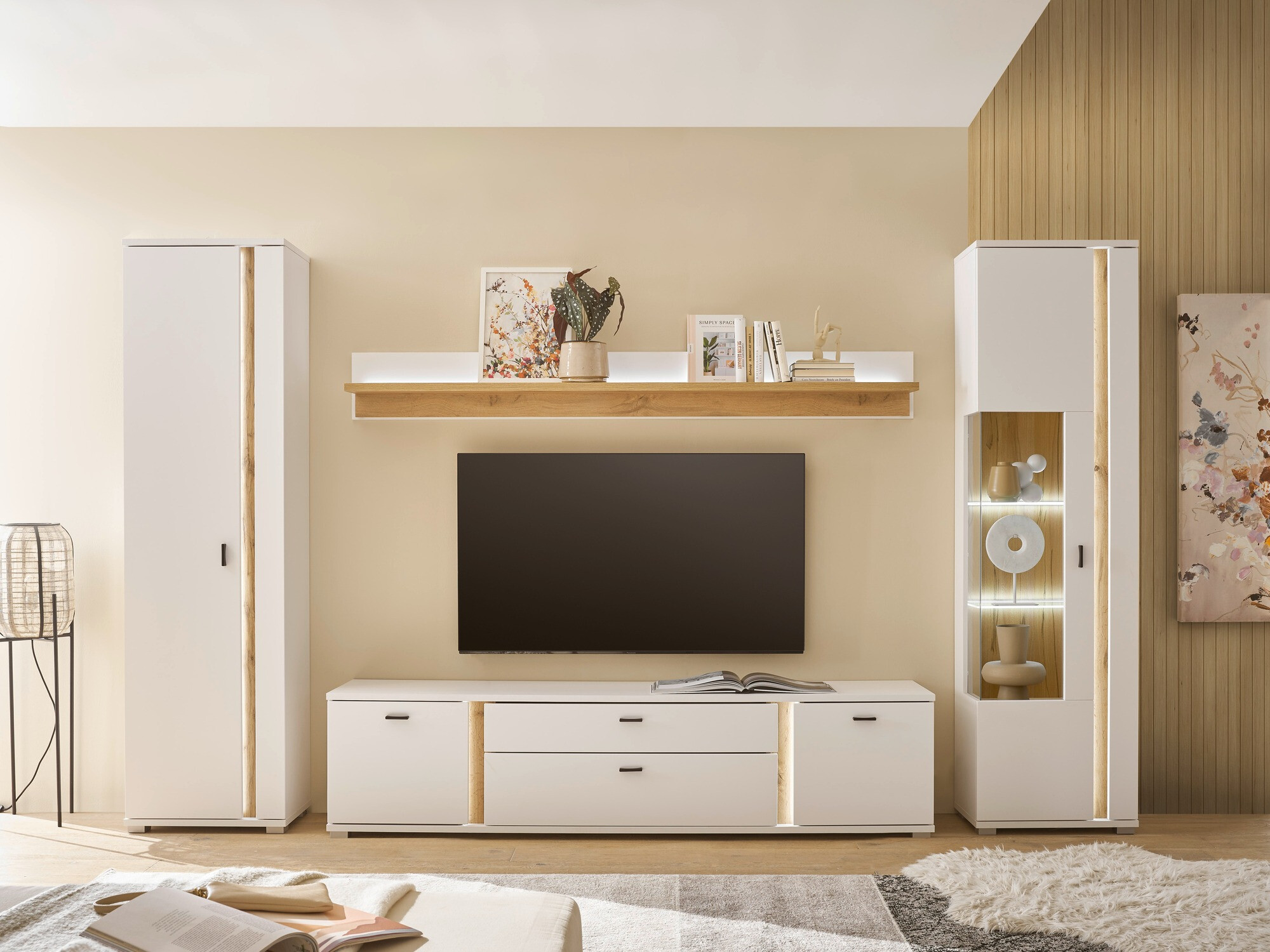 Set de living Avimavi 118 (Alb + Stejar Wotan)