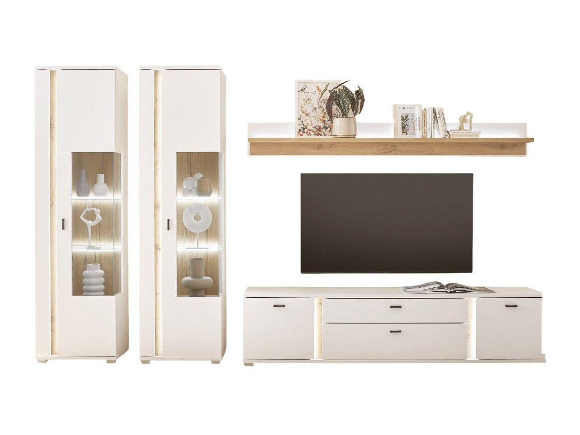 Set de living Avimavi 113 (Alb + Stejar Wotan)