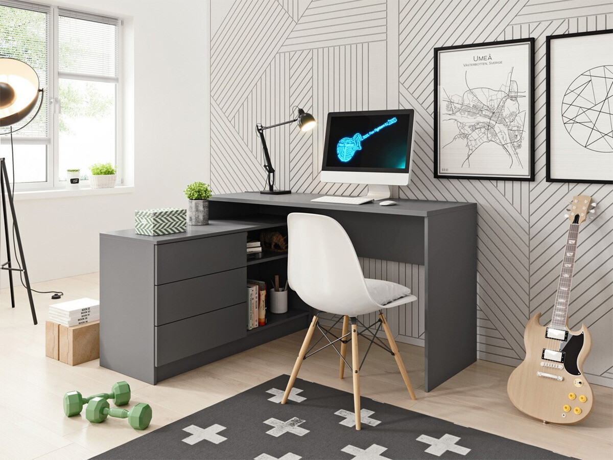 Birou de colt Kingston 130 (Grafit)