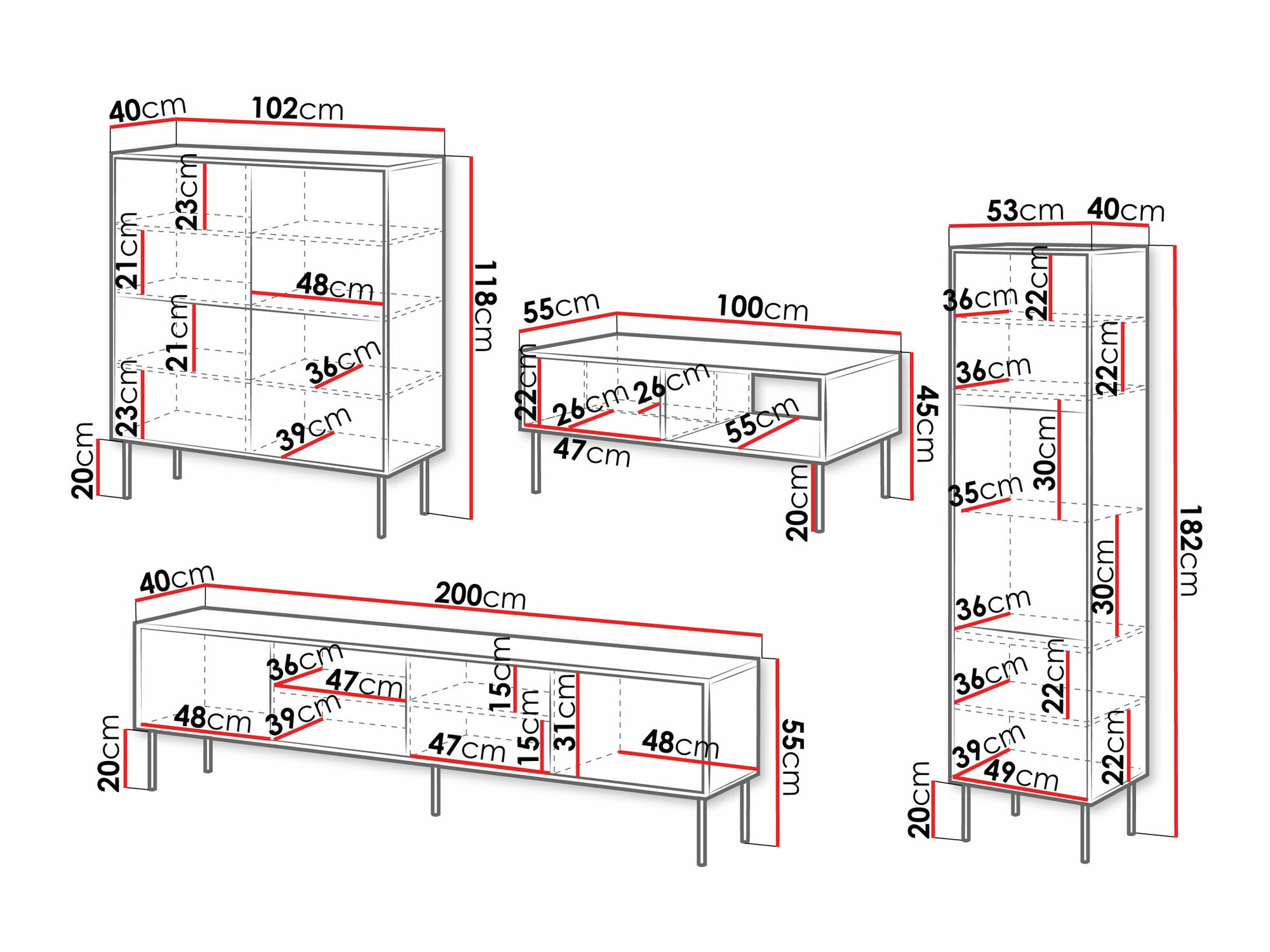 Set de living Flosoru 109 (Nuc + Negru)