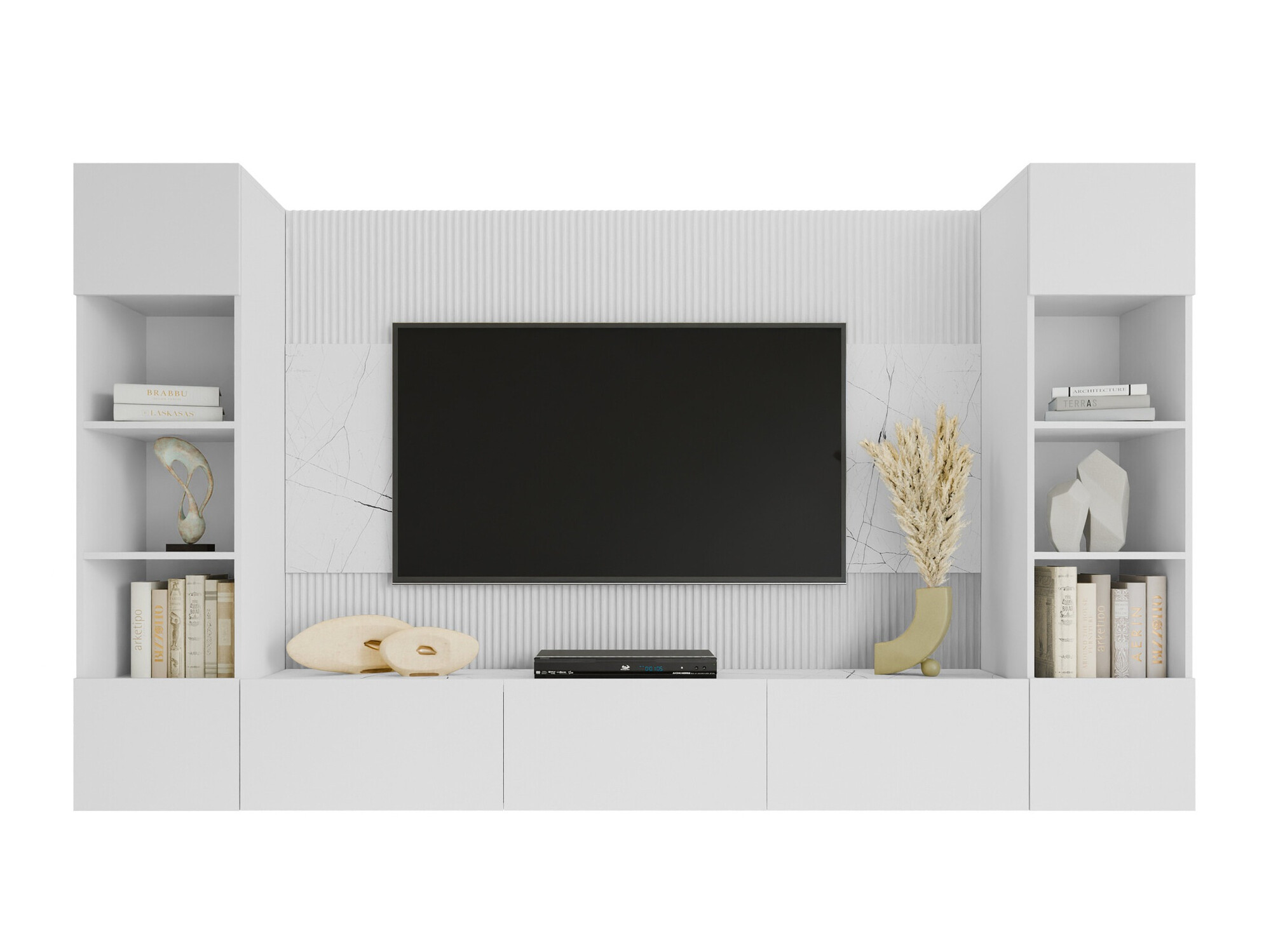 Set de living Comfivo Salix I (Alb + Marmură albă)