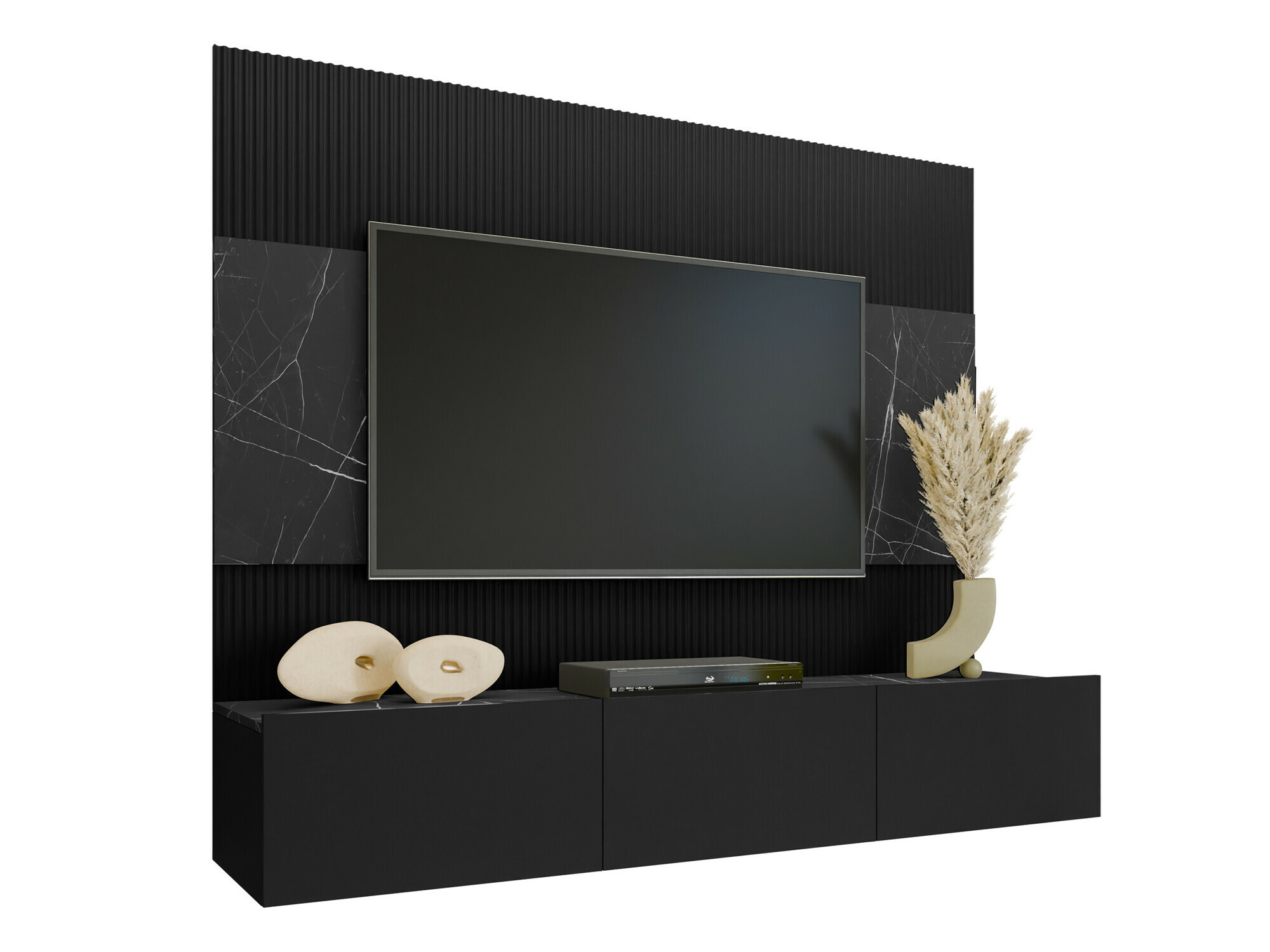 Set de living Comfivo Salix (Negru + Marmură neagră)
