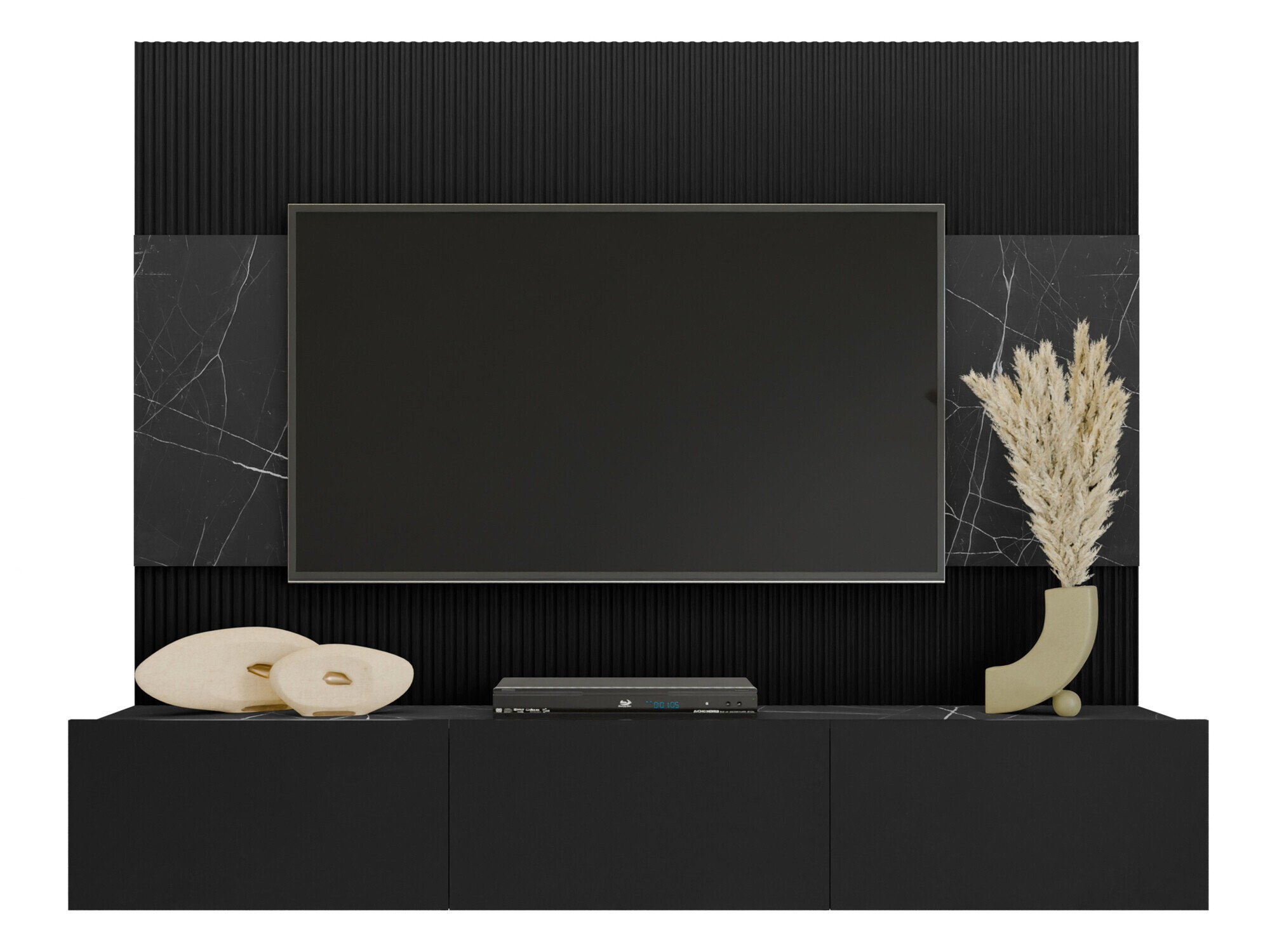 Set de living Comfivo Salix (Negru + Marmură neagră)