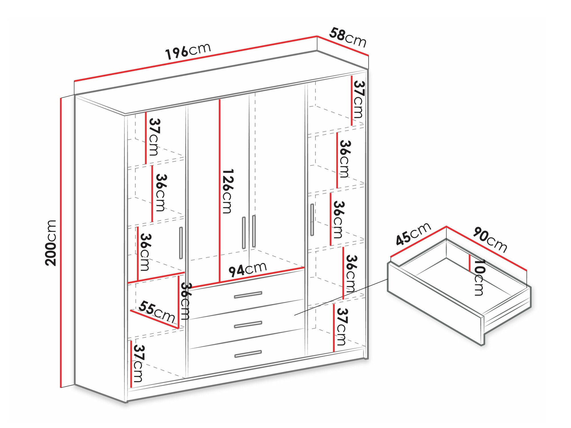 Dulap Dortivu 154 (Alb)