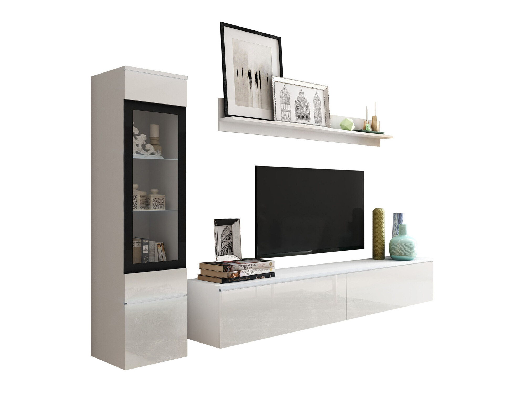 Set de living Mirfivo 100 (Alb + Alb lucios)