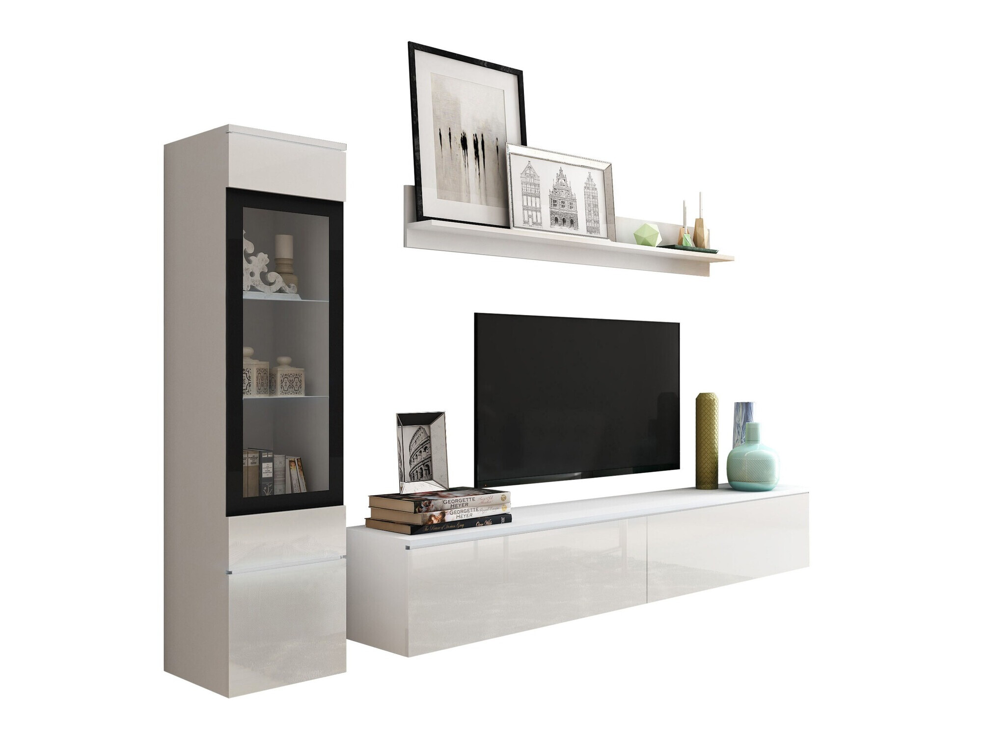 Set de living Mirfivo 100 (Alb + Alb lucios)