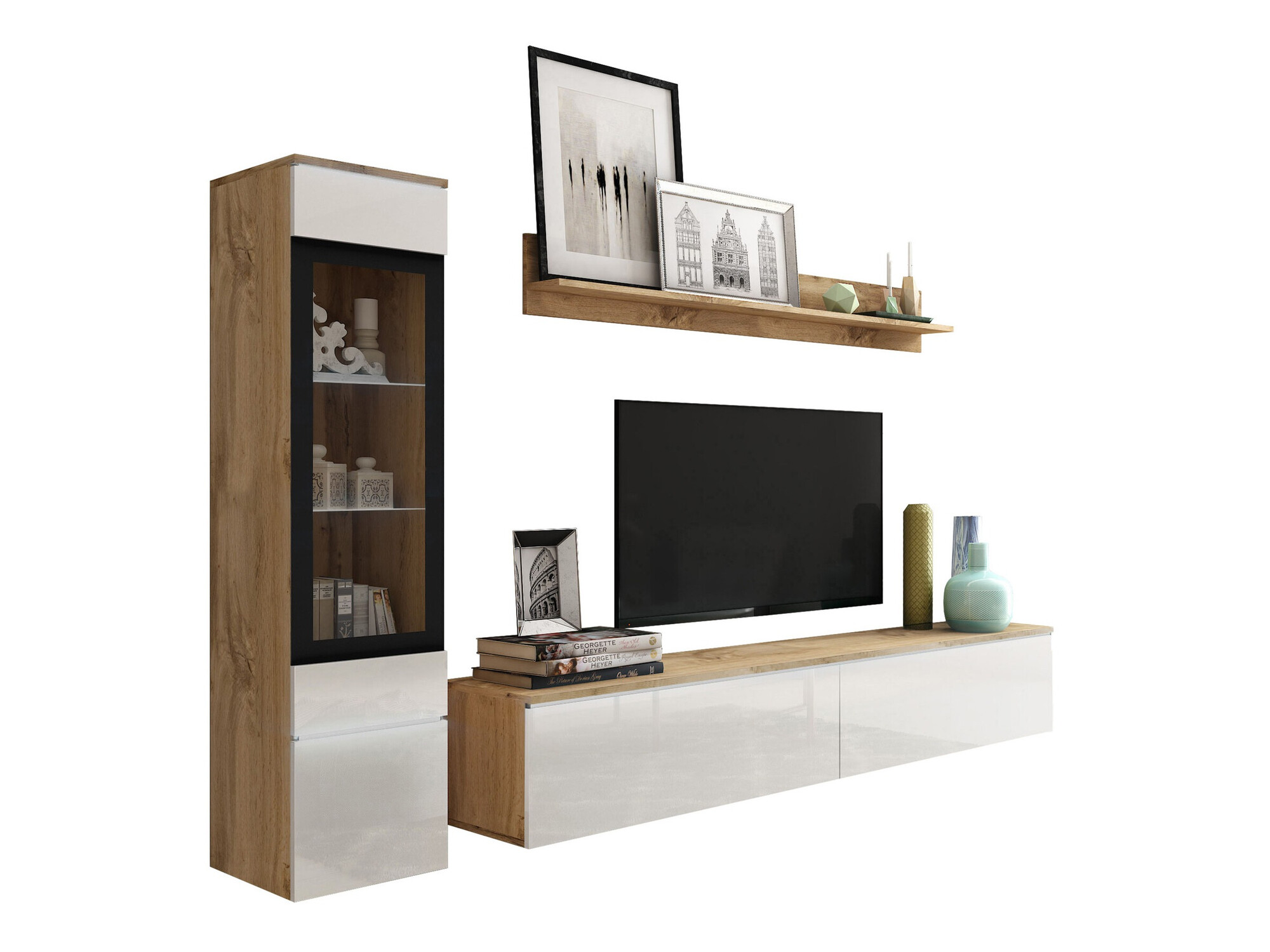 Set de living Mirfivo 100 (Stejar Wotan + Alb lucios)