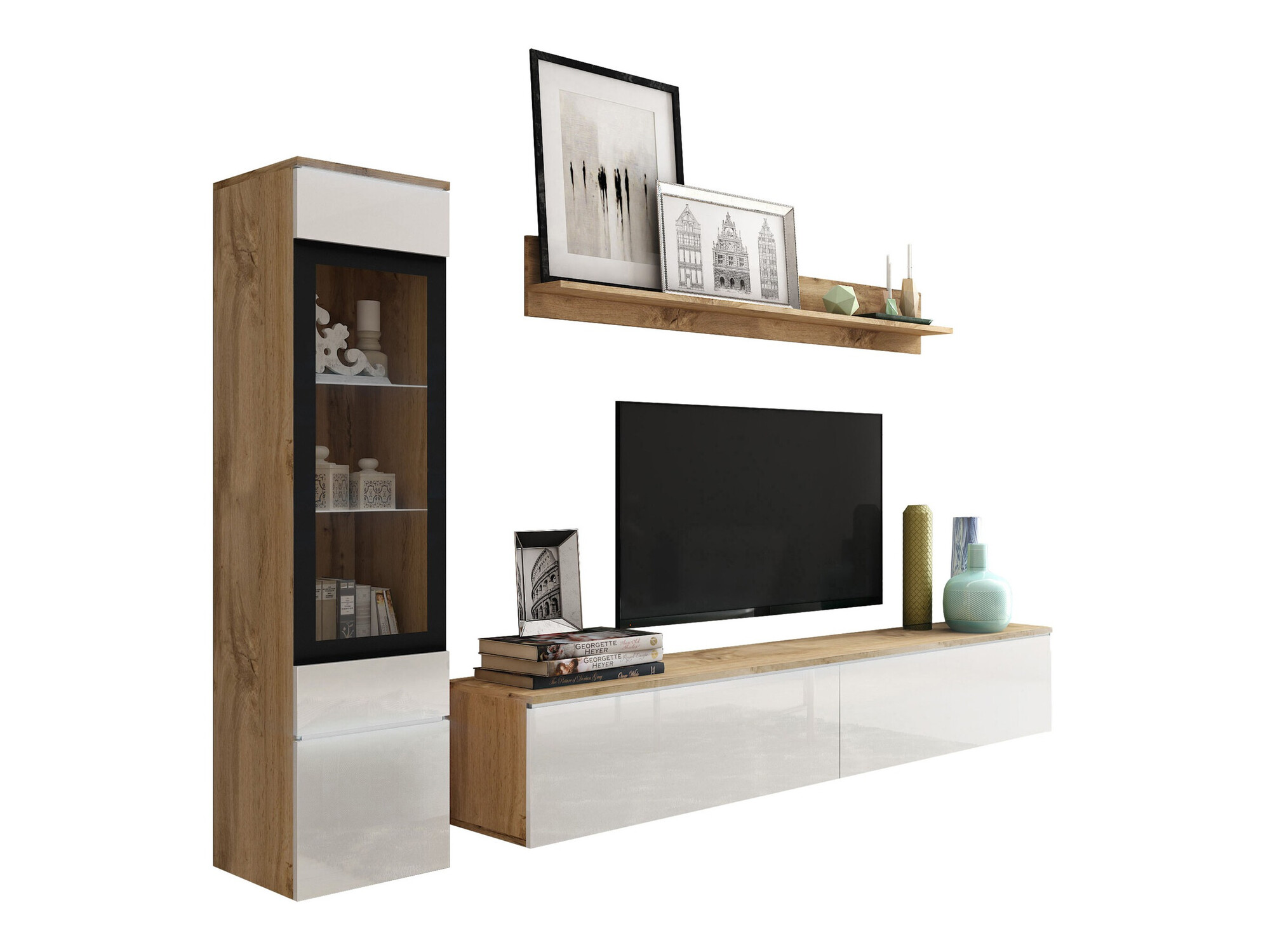 Set de living Mirfivo 100 (Stejar Wotan + Alb lucios)