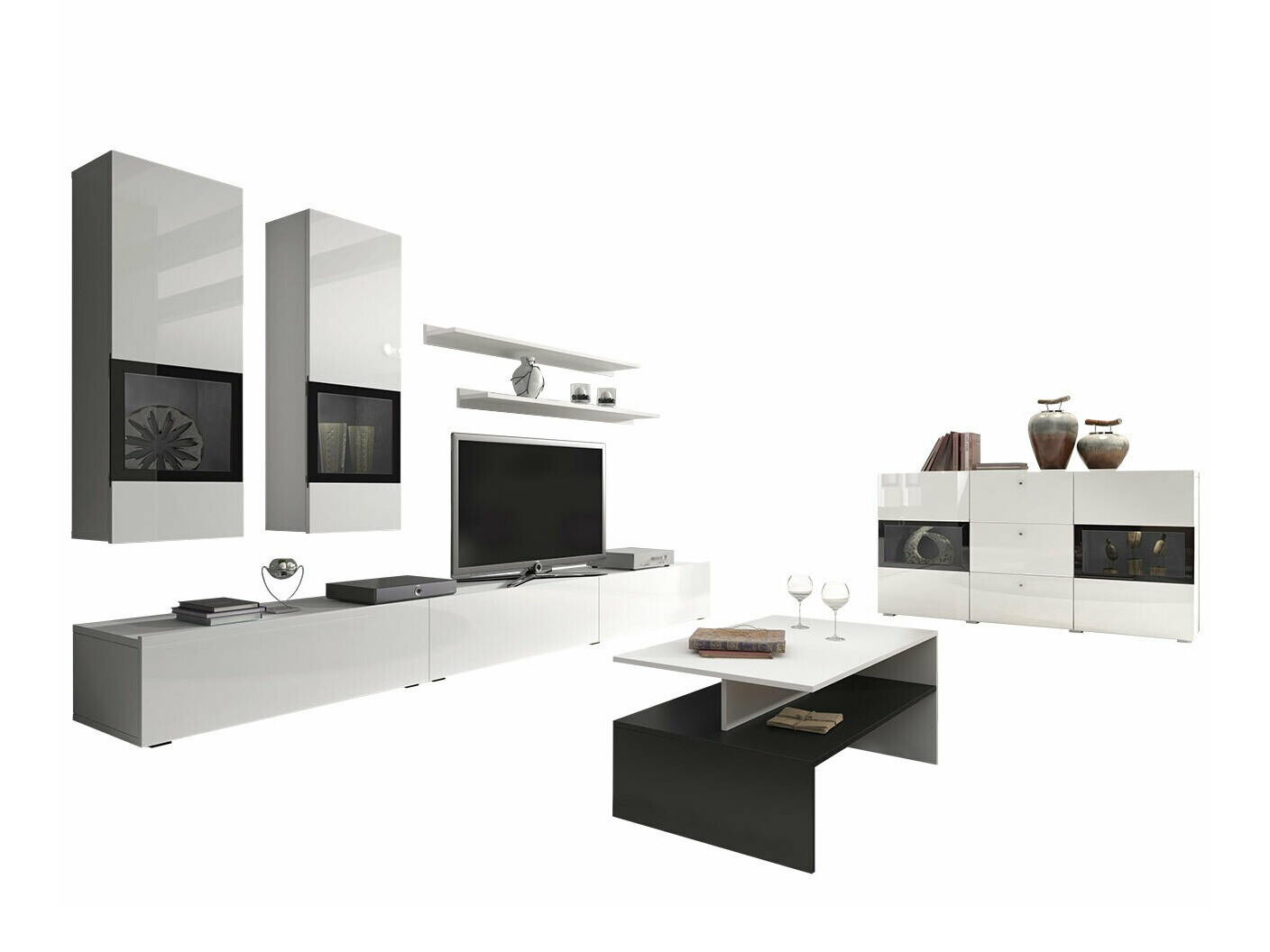 Set de living Serodeu 104 (Alb + Alb lucios)