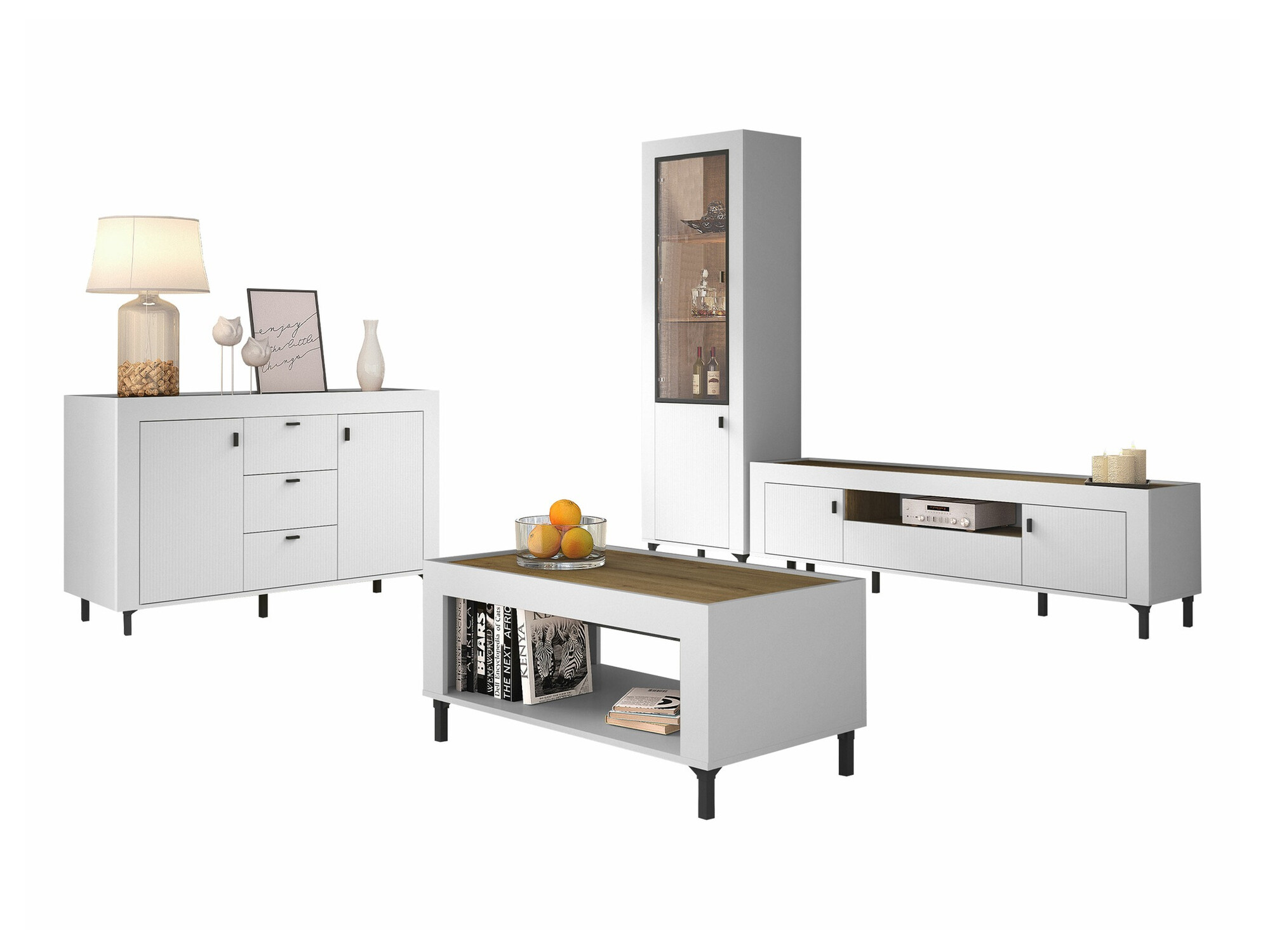 Set de living Mormavu 114 (Mat alb)