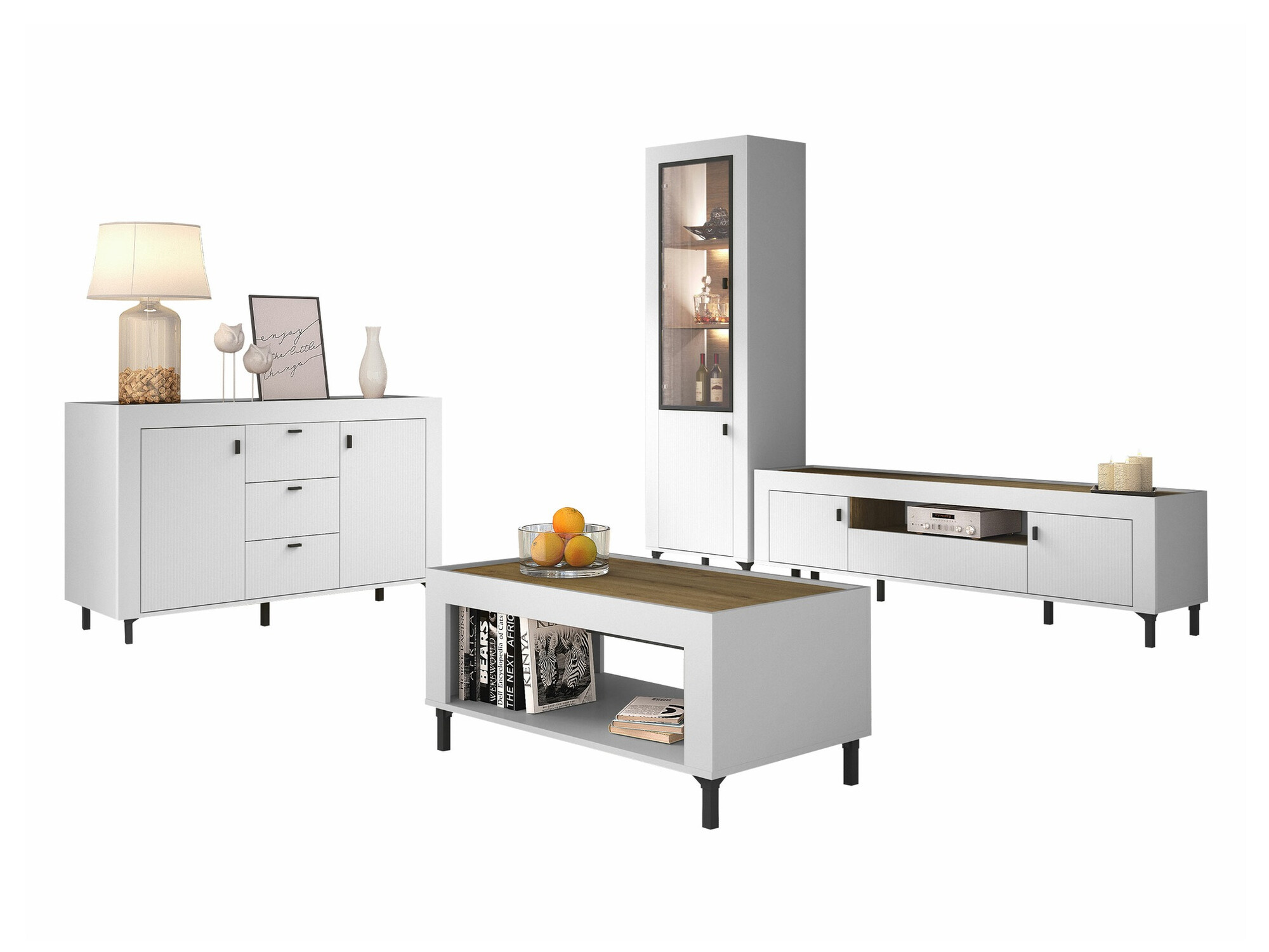 Set de living Mormavu 114 (Mat alb)