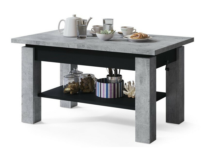 Transforming măsuță de cafea Glendale 100 (Beton + Negru)