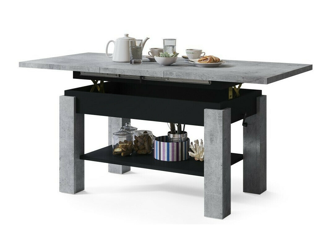 Transforming măsuță de cafea Glendale 100 (Beton + Negru)