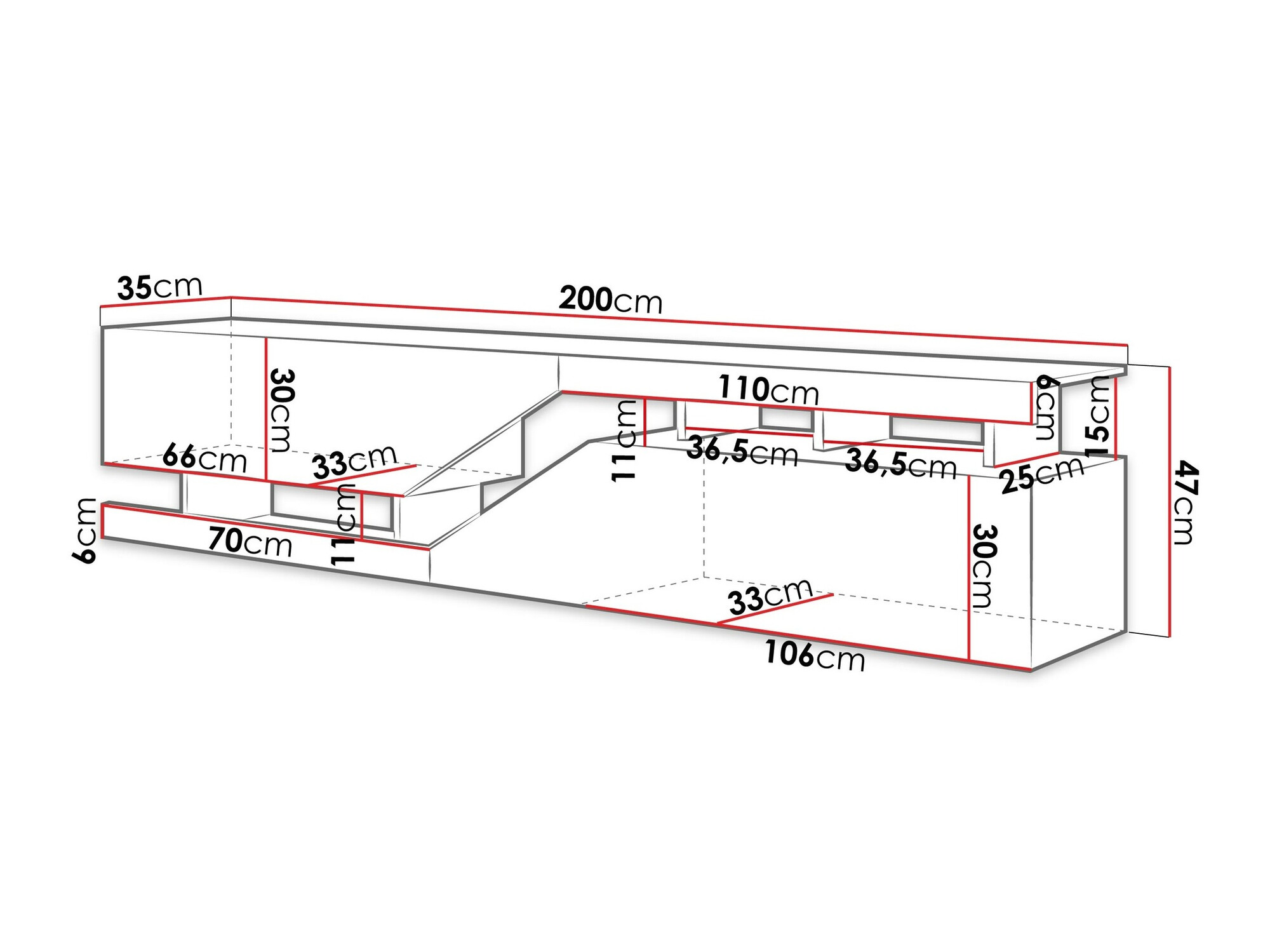 Comodă TV Comfivo Daldune I (Antracit + Stejar Wotan)