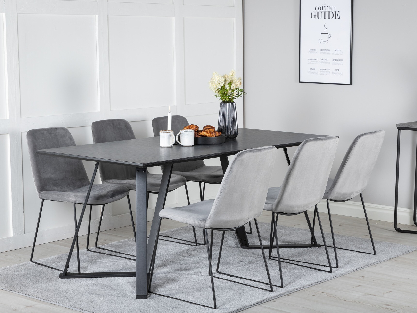 Set de dining Dallas 1972 (Negru + Gri)