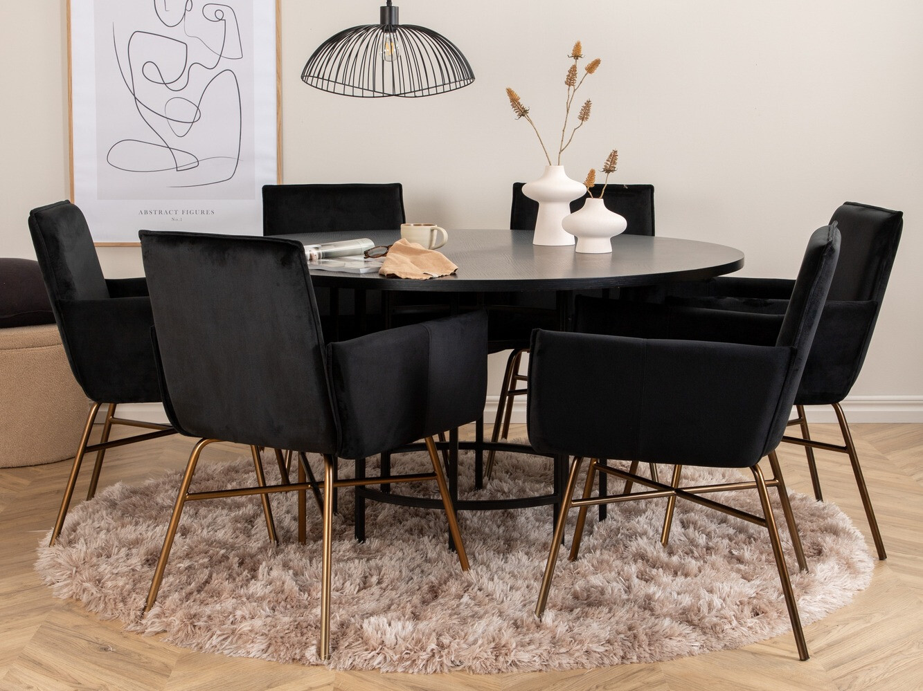 Set de dining Dallas 2391 (Negru + Alamă)