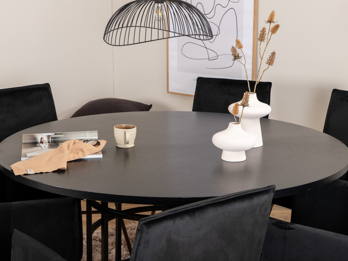 Set de dining Dallas 2391 (Negru + Alamă)