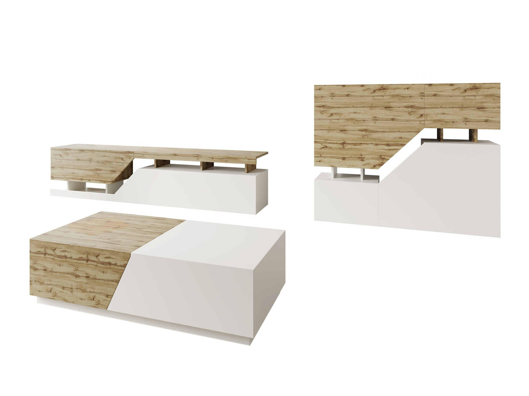Set de living Comfivo Daldune 105 (Alb + Stejar Wotan)