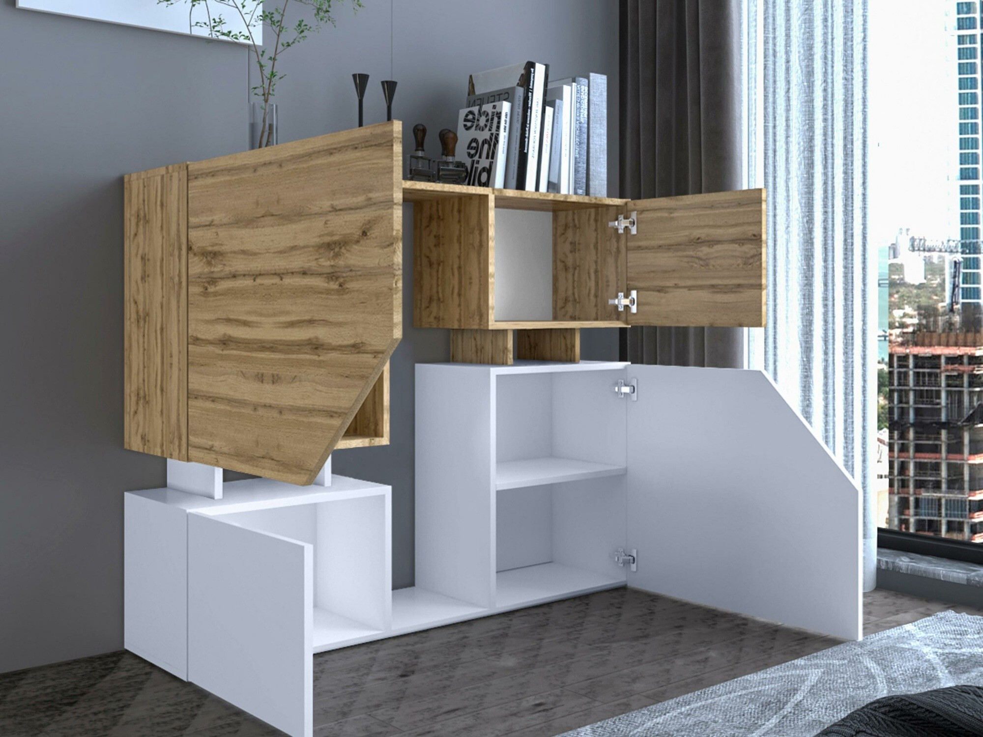 Set de living Comfivo Daldune II (Antracit + Stejar Wotan)