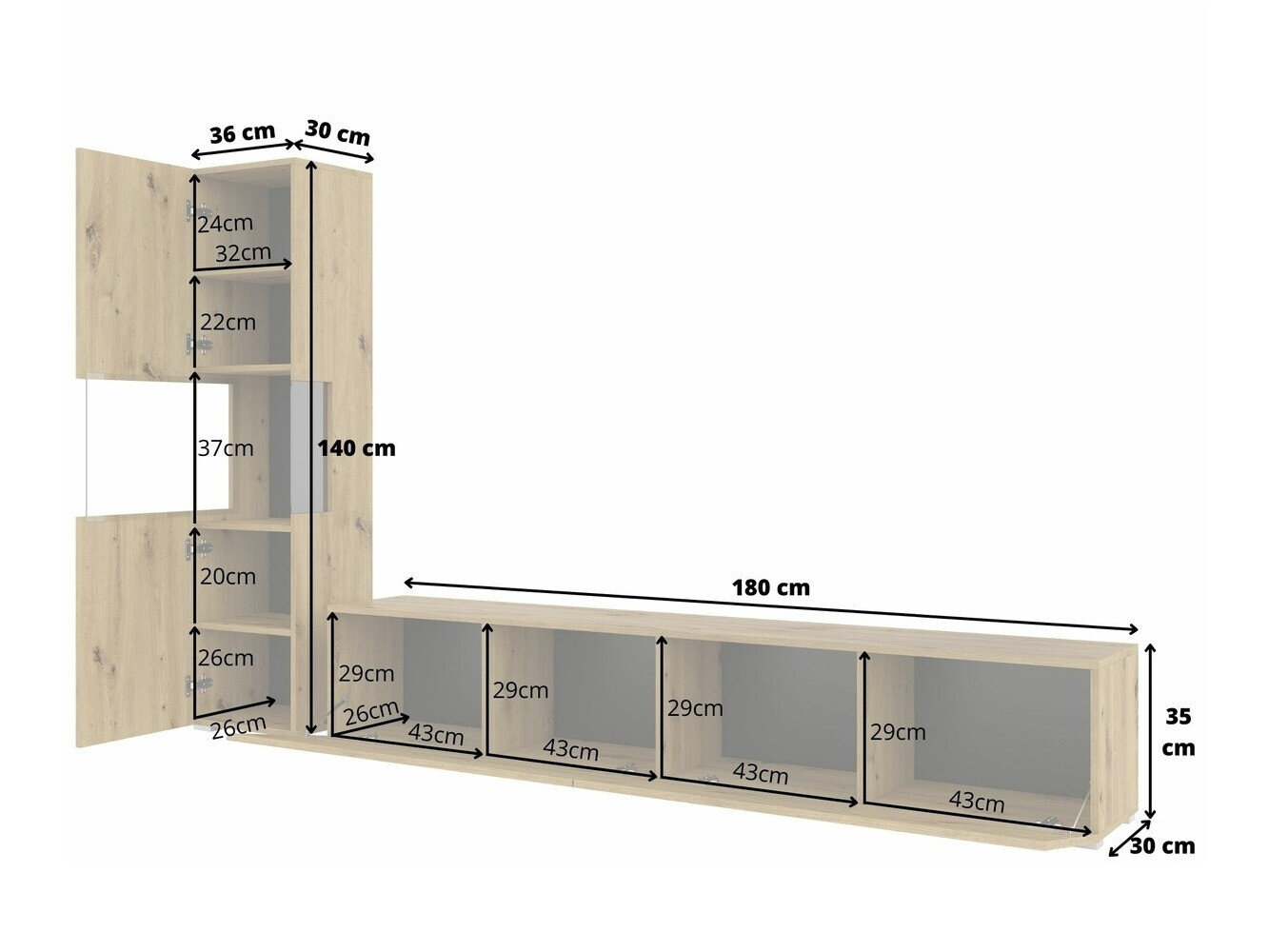Set de living Revmiru 105 (Alb + Stejar Wotan)