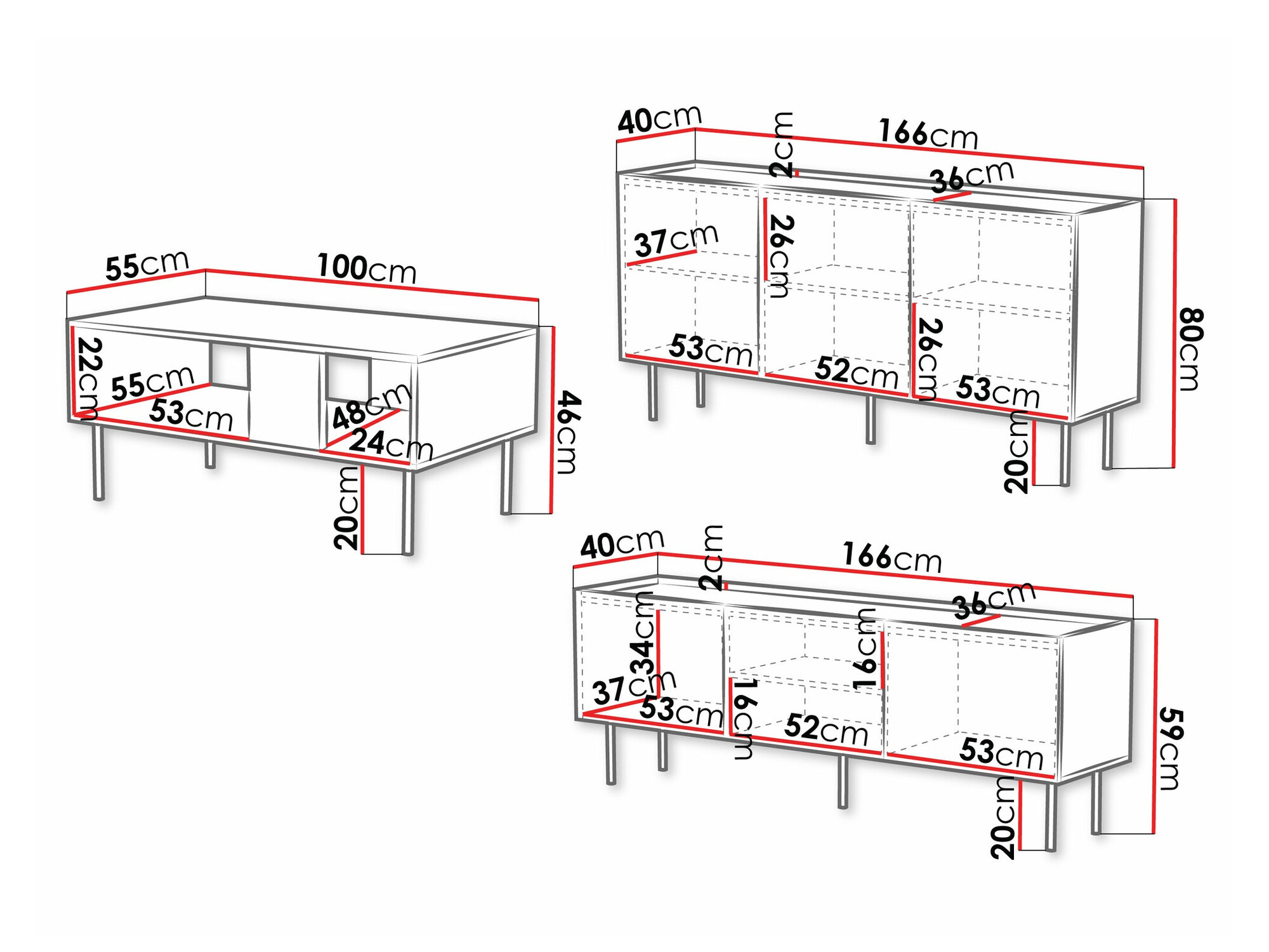 Set de living Sillen (Negru)