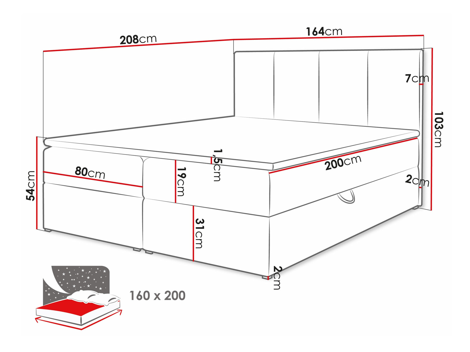 Pat boxspring Oppidum (Polo 872)