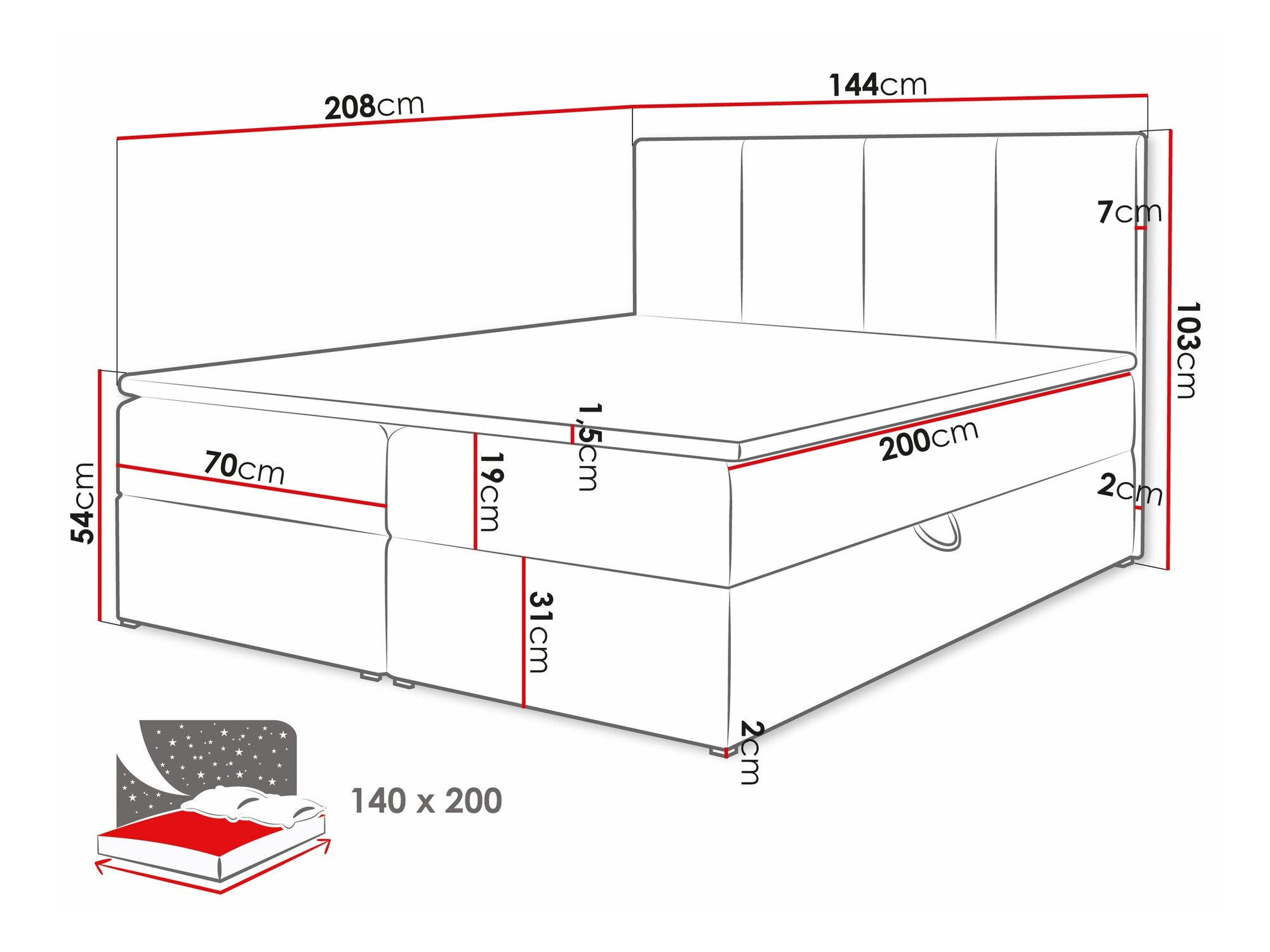 Pat boxspring Oppidum (Polo 889)