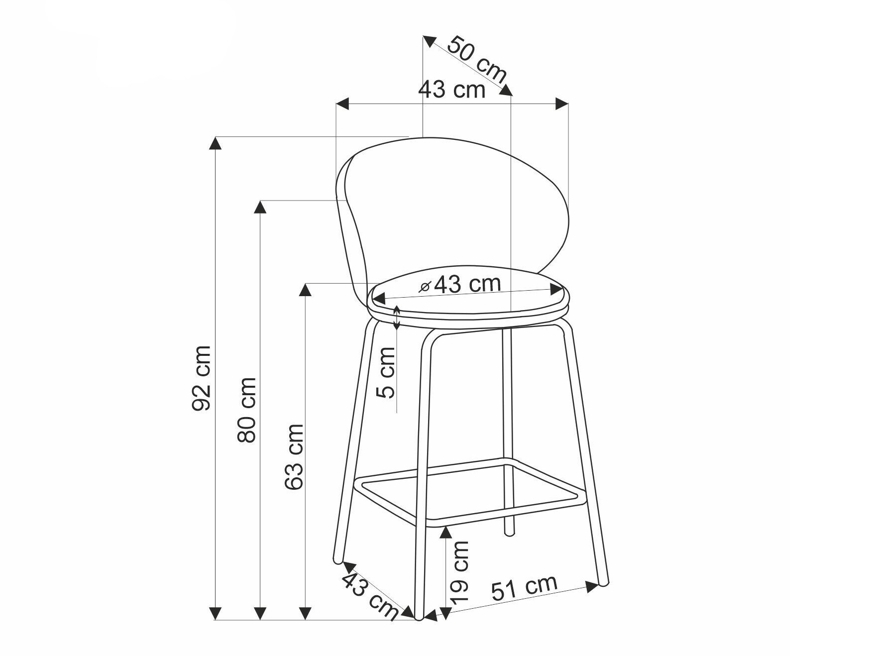 Scaun de bar Houston 1824 (Gri)