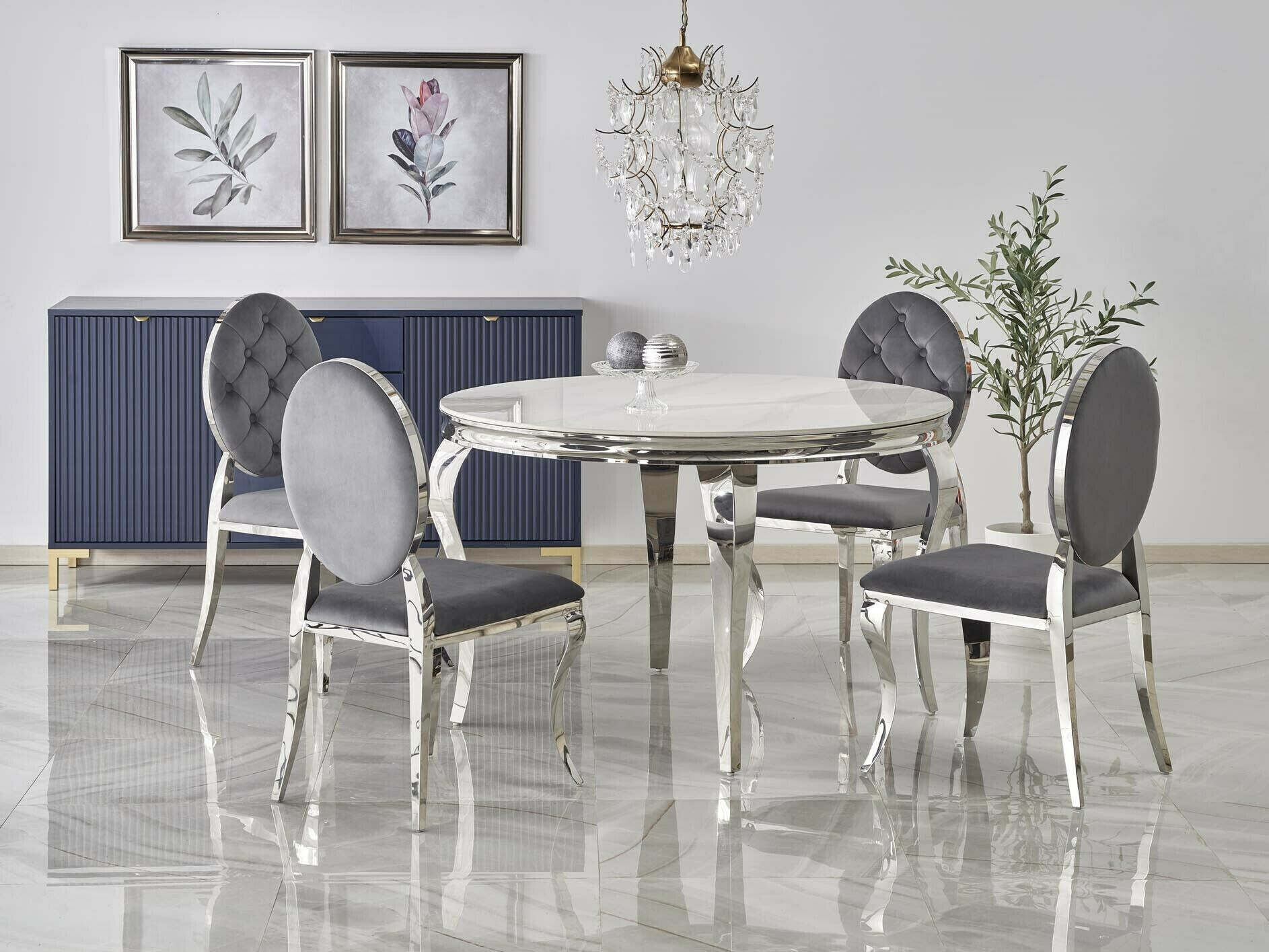 Set de mese Houston 1828 (Marmură albă + Gri)