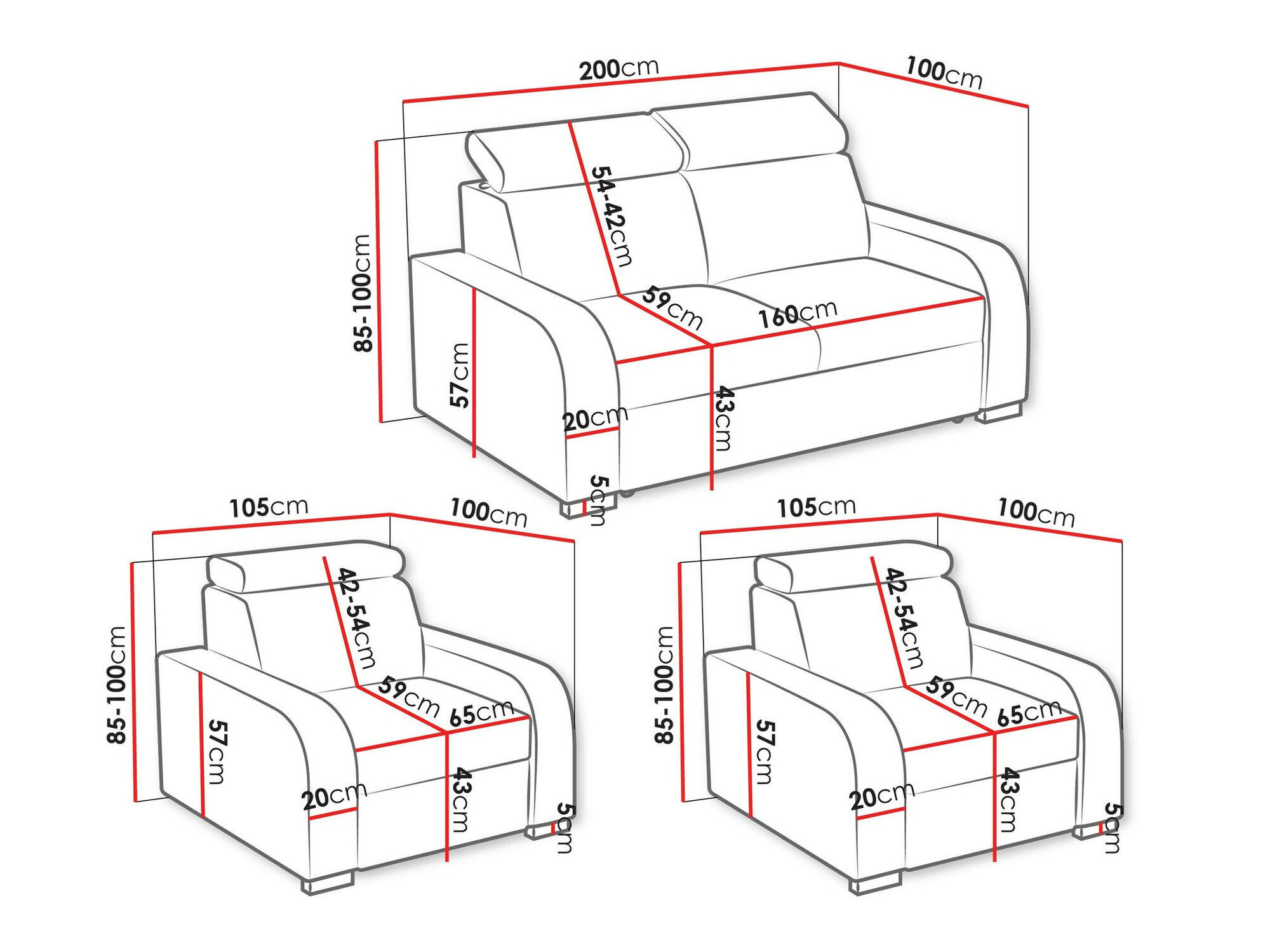Set mobilier tapițat Ovos (Crown 10)