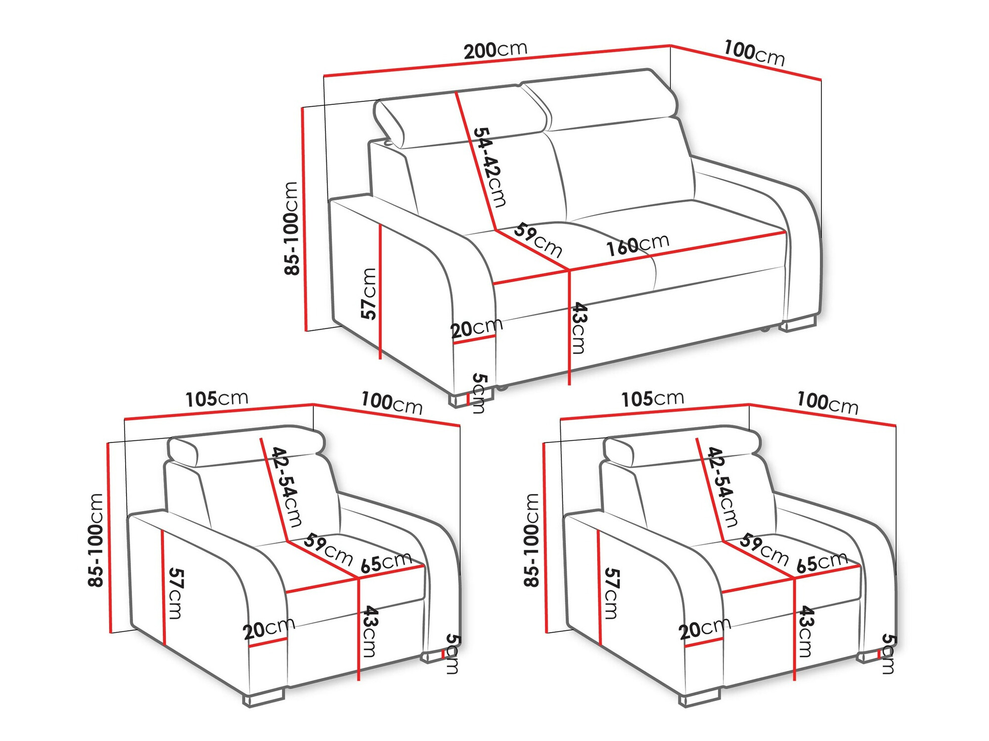 Set mobilier tapițat Ovos (Crown 15)