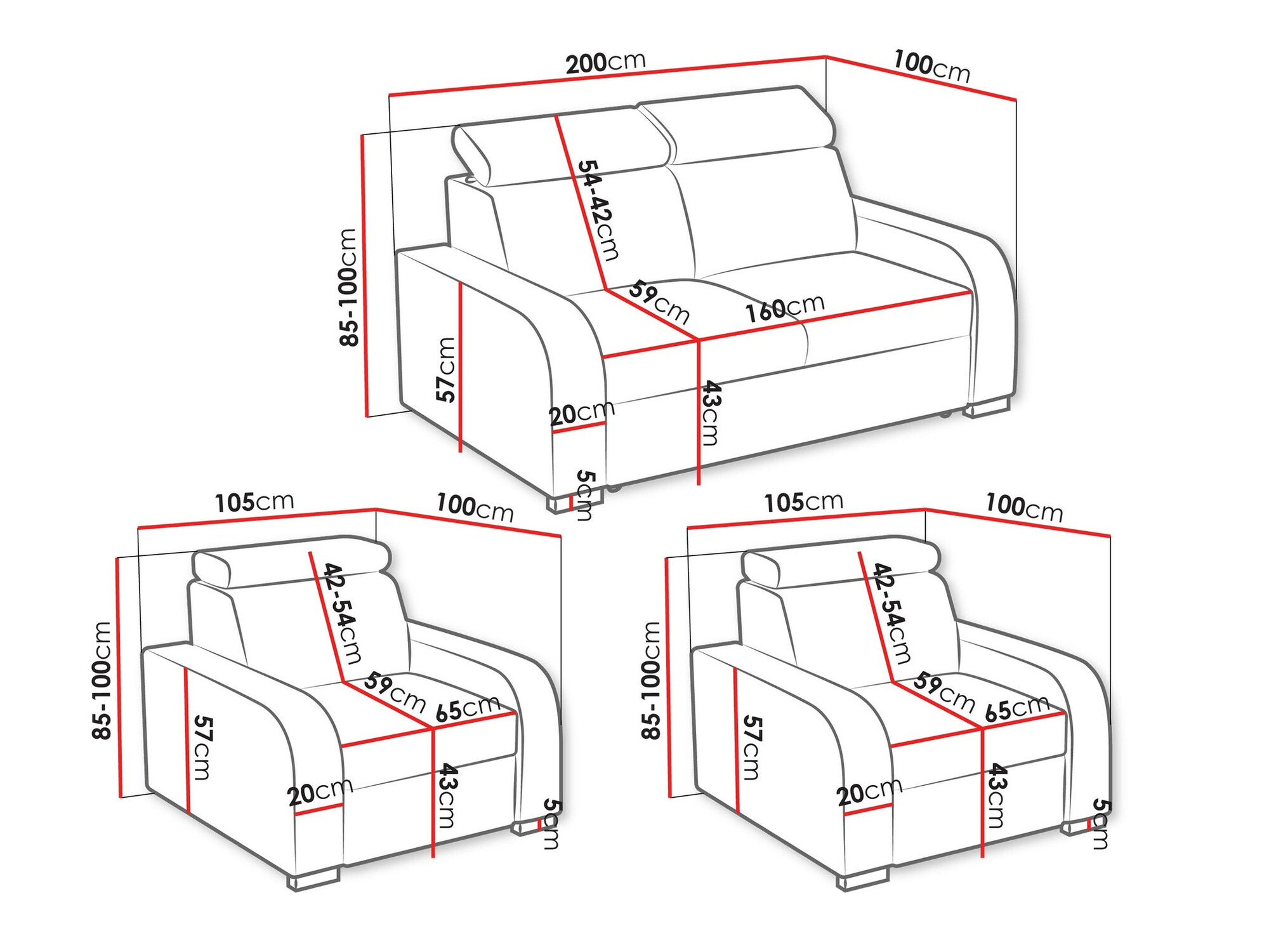 Set mobilier tapițat Ovos (Crown 16)