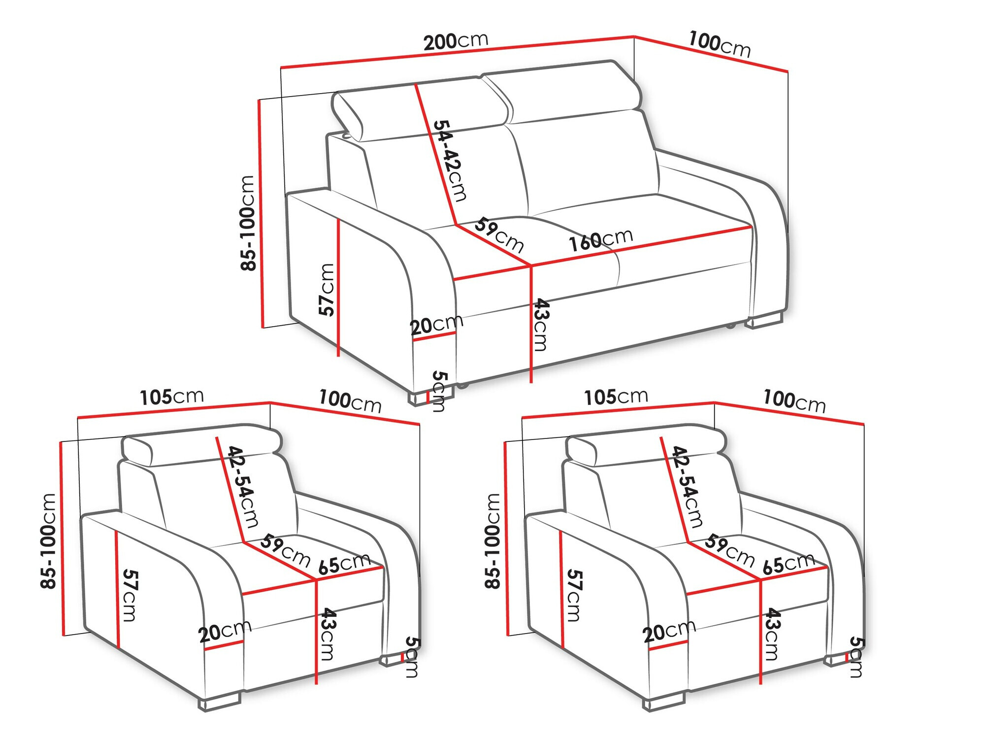 Set mobilier tapițat Ovos (Crown 17)
