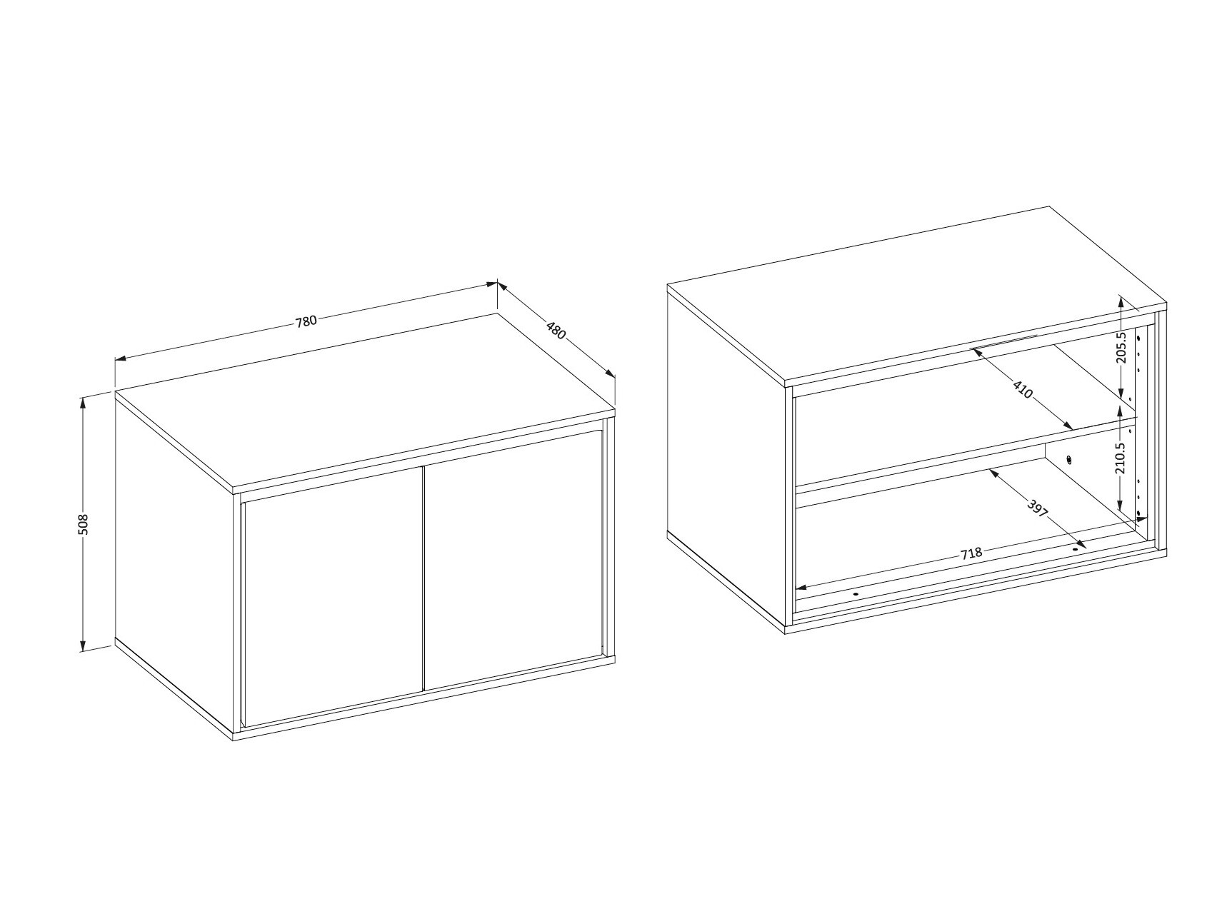 Cabinet atârnat pentru baie Tecavu 103 (Alb lucios + Alb)