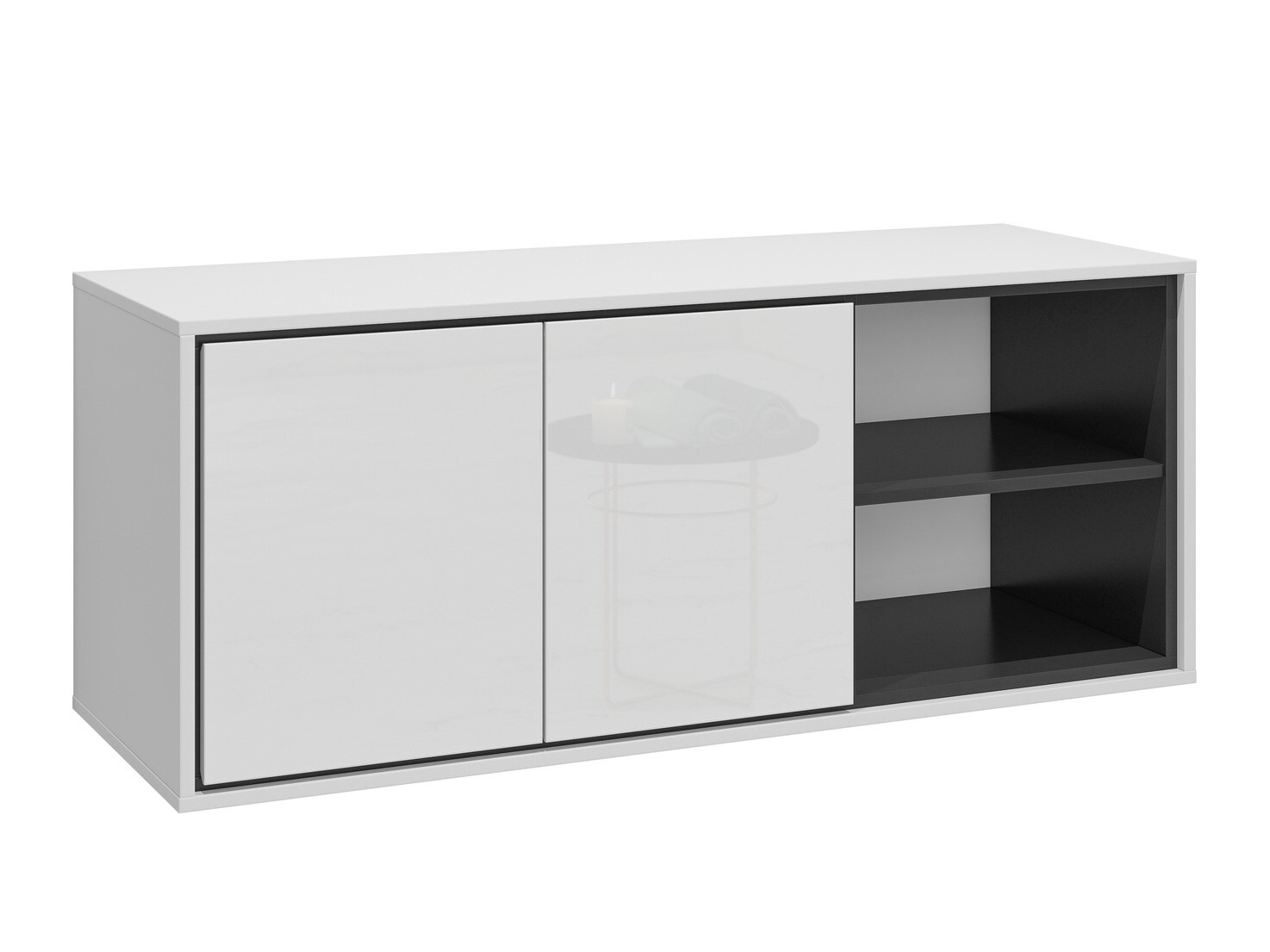 Cabinet de baie suspendat Tecavu 104 (Alb lucios + Alb)