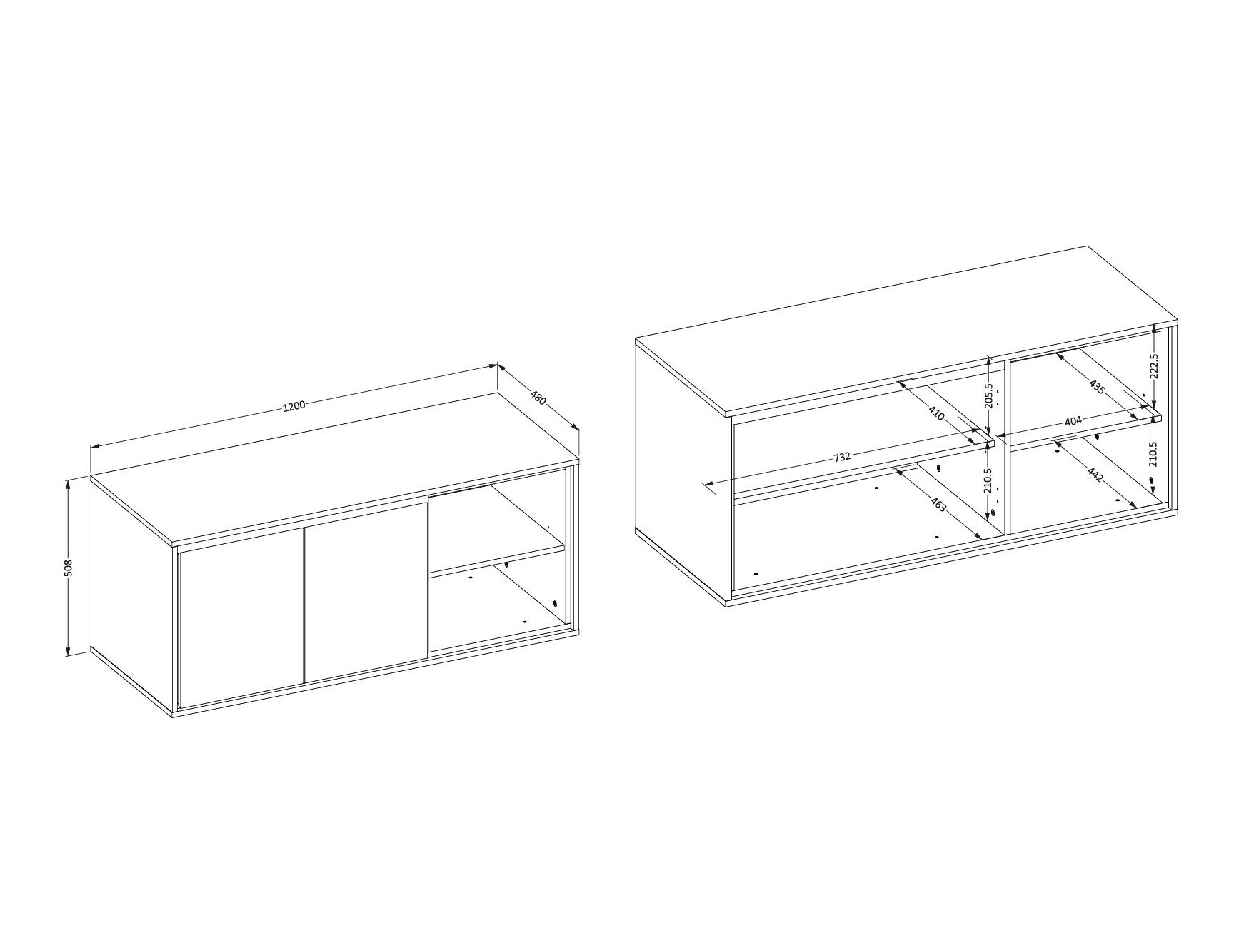 Cabinet de baie suspendat Tecavu 104 (Alb lucios + Alb)