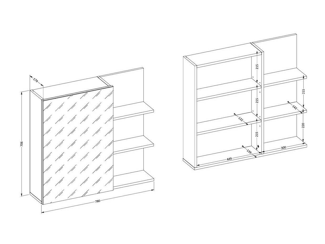 Dulap de baie cu oglindă Tecavu 102 (Alb lucios + Alb)