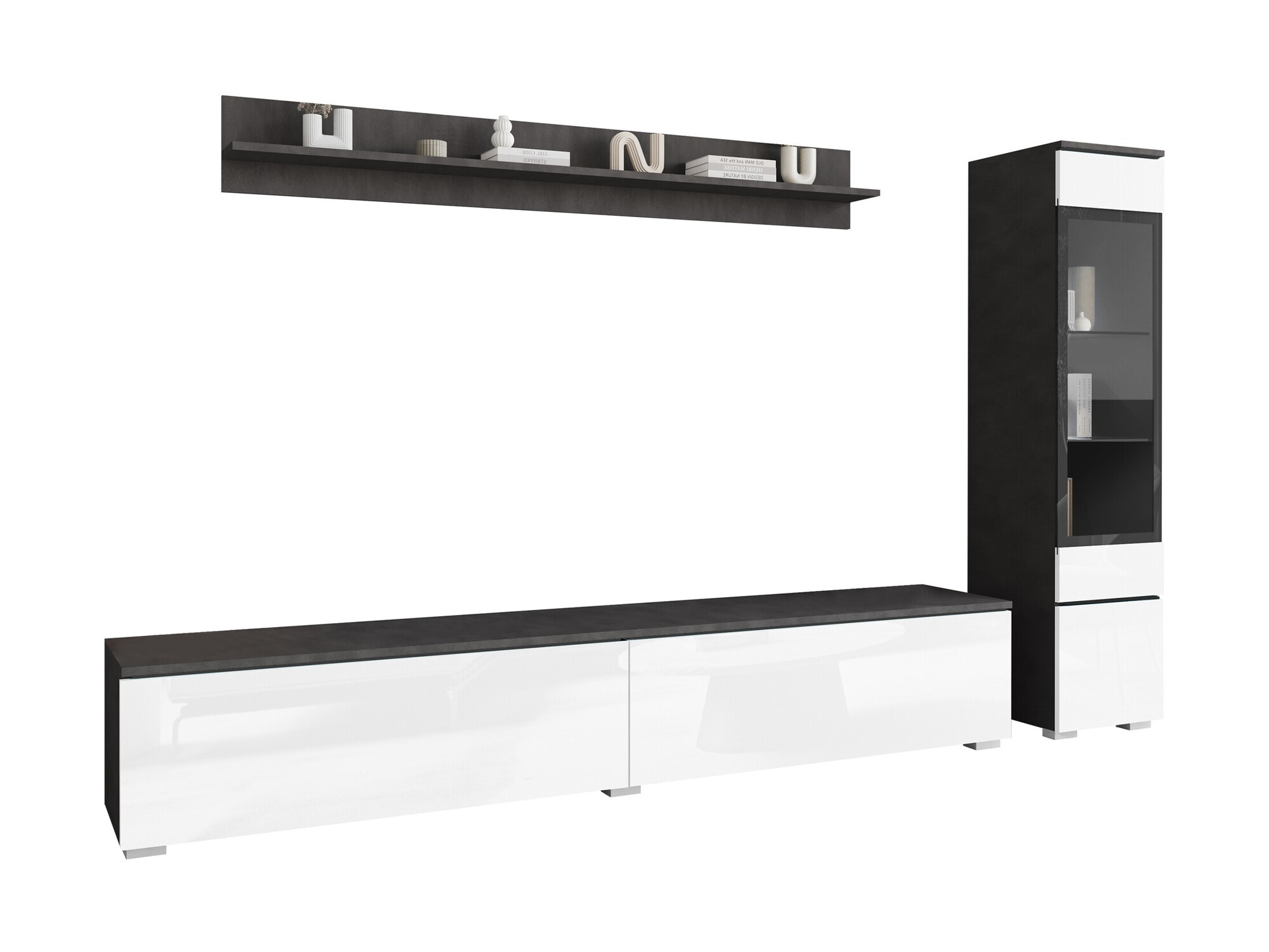 Set de living Mirfivo 100 (Matera gri + Alb lucios)